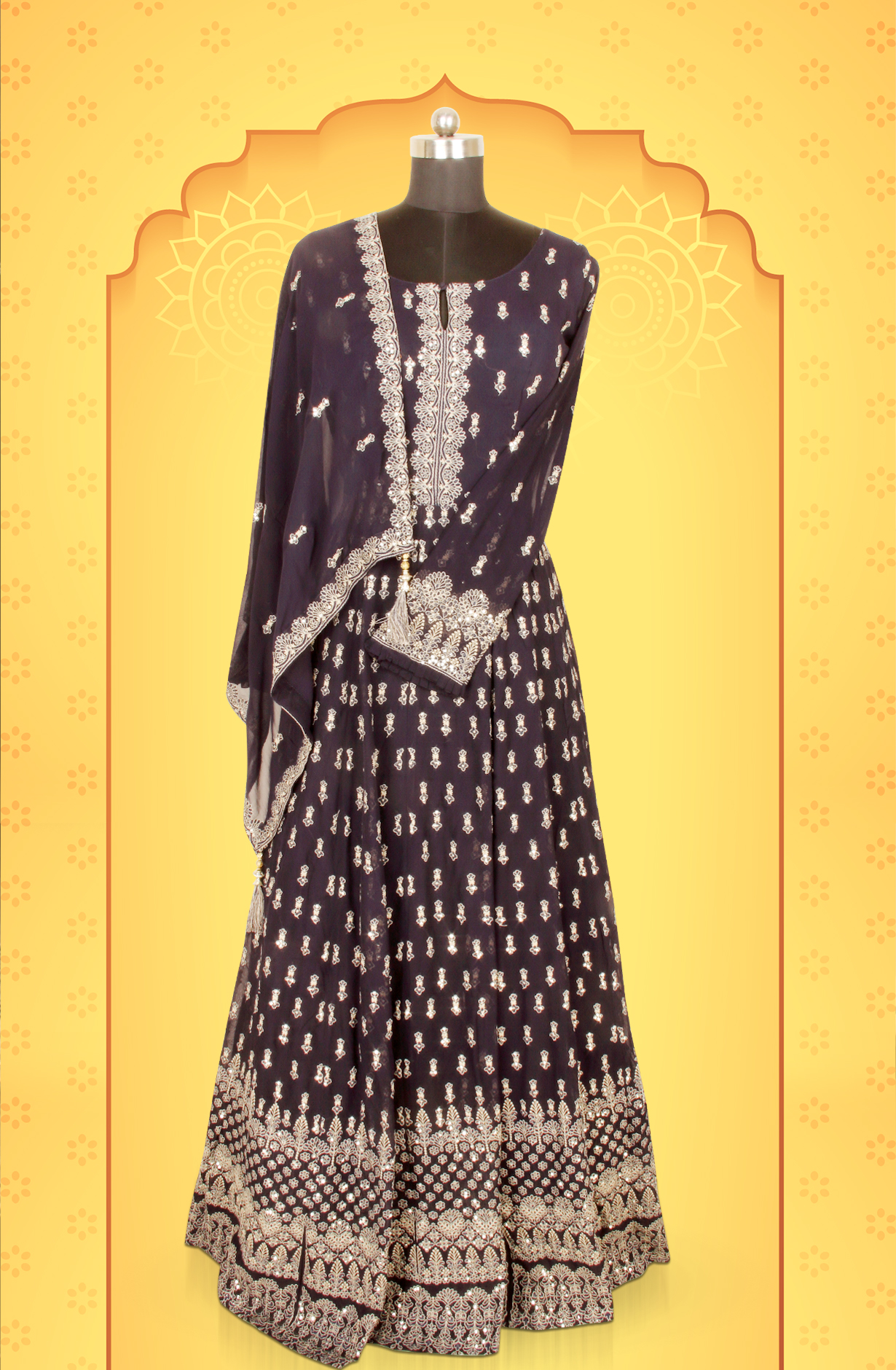 Blue Designer Readymade Georgette Gown - 131-GC655