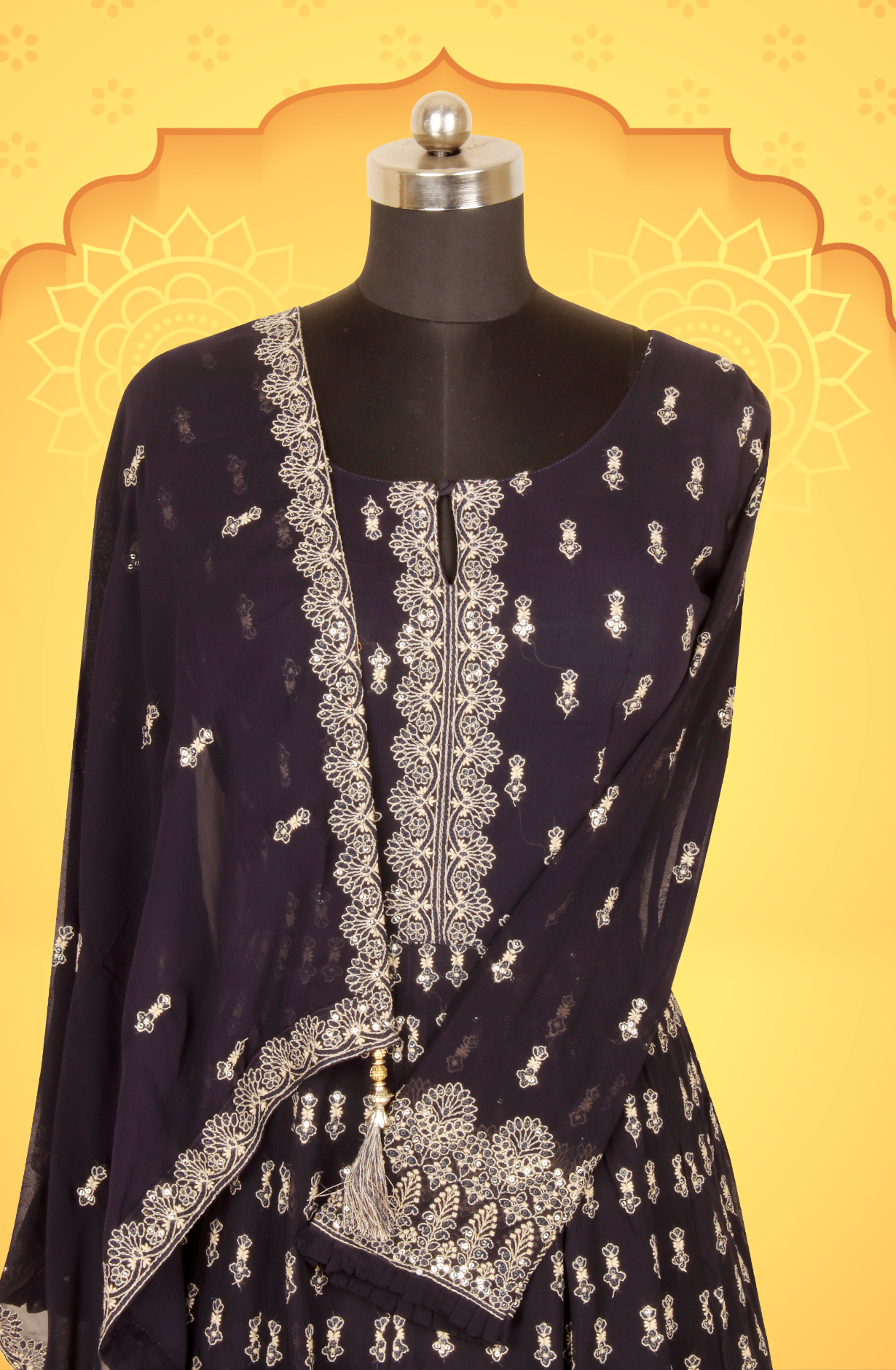 Blue Designer Readymade Georgette Gown - 131-GC655