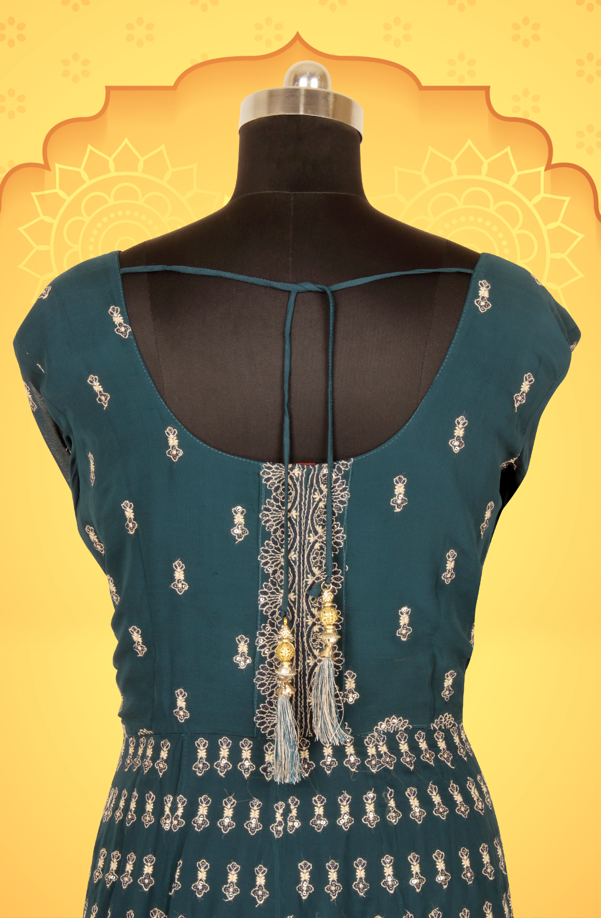 Teal Designer Readymade Georgette Gown - 131-GC655A