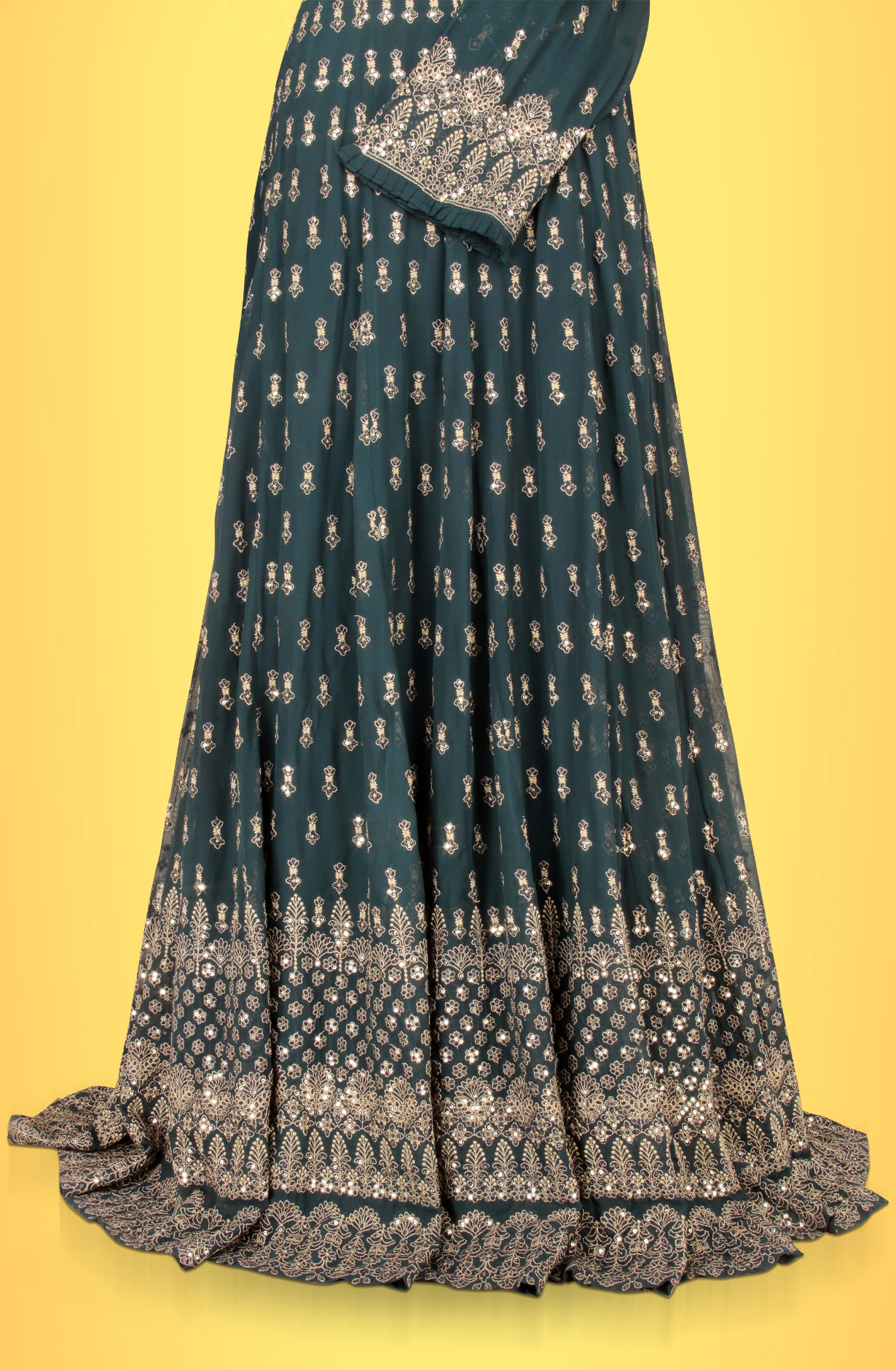 Teal Designer Readymade Georgette Gown - 131-GC655A