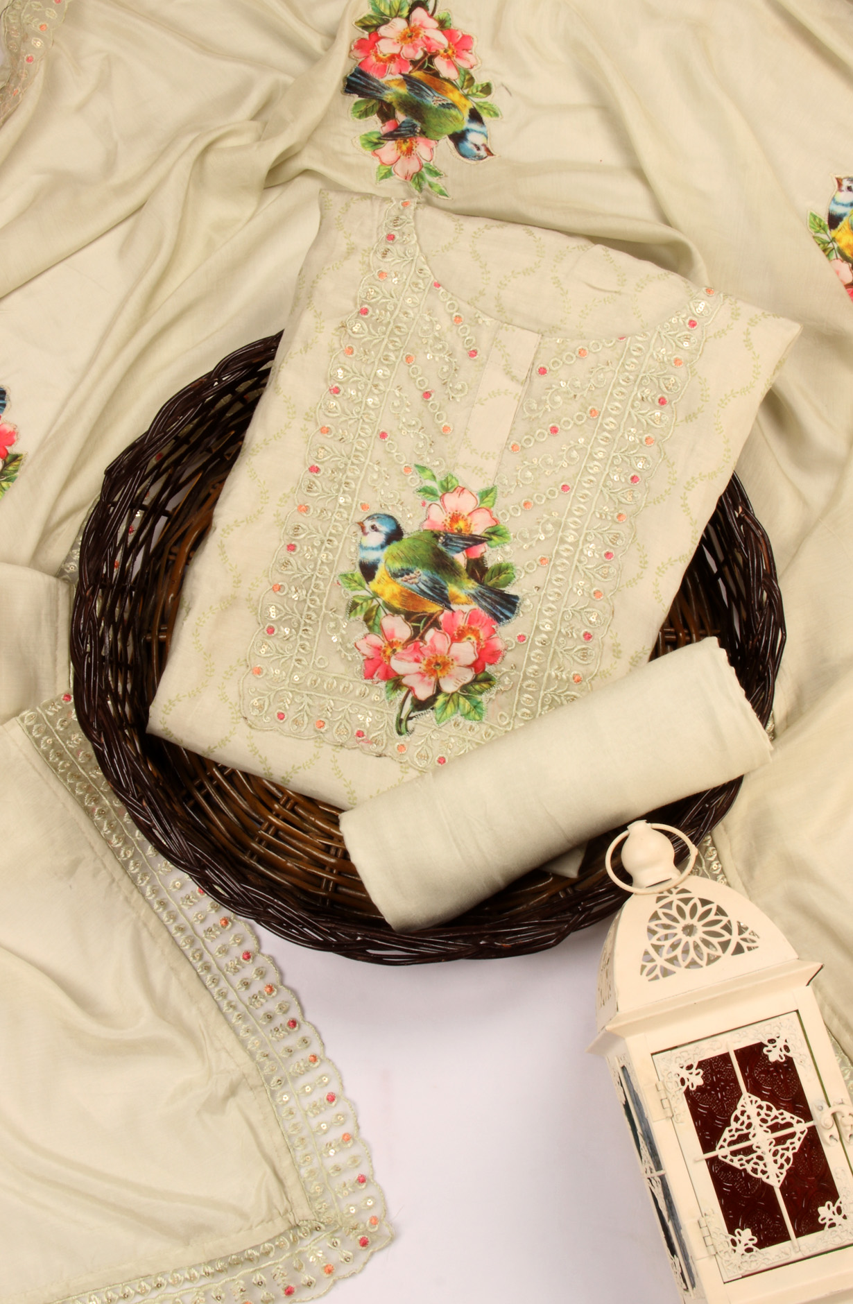 Sea Green Muslin Beautiful Unstitched Salwar Kameez with Dupatta - 131-GG7558