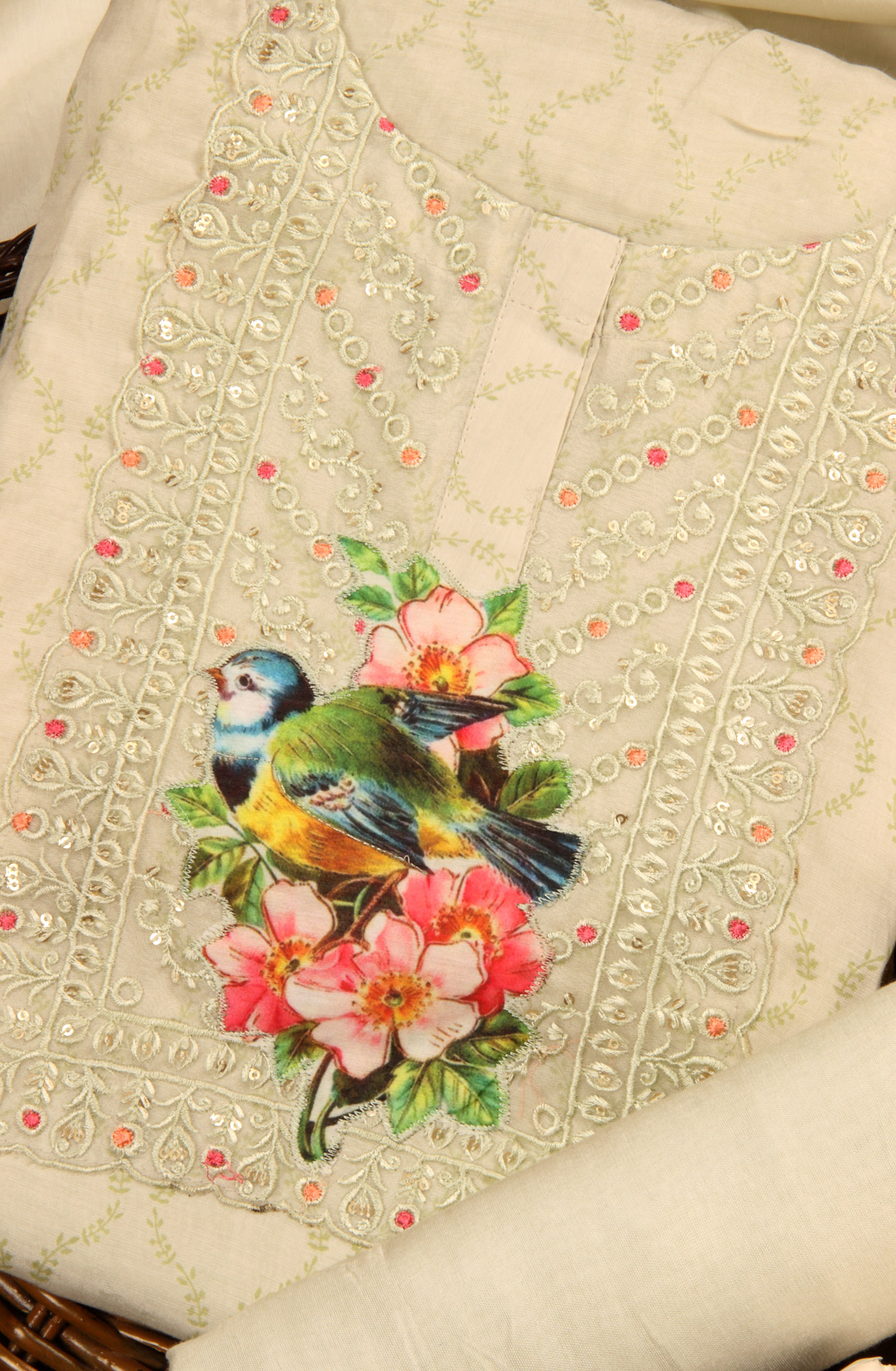 Sea Green Muslin Beautiful Unstitched Salwar Kameez with Dupatta - 131-GG7558