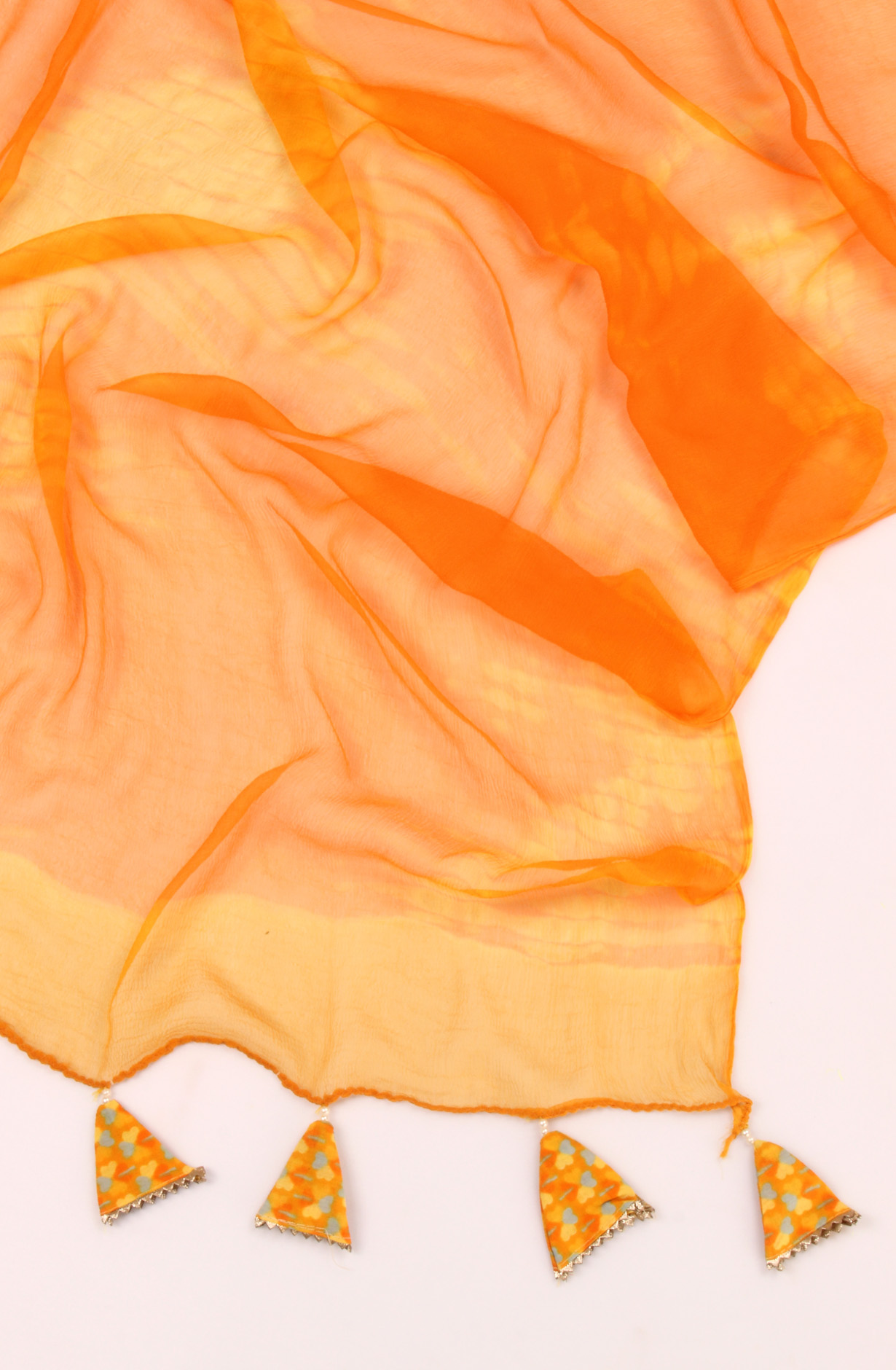 Orange Cotton Unstitched Salwar Kameez with Chiffon Dupatta - 131-HKF21579