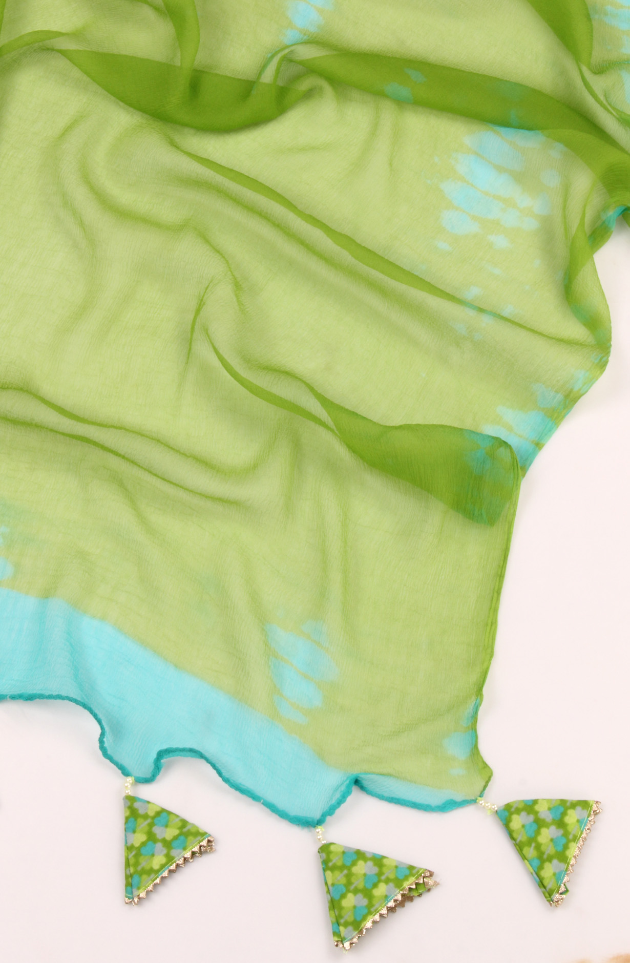 Green Cotton Unstitched Salwar Kameez with Chiffon Dupatta - 131-HKF21579A