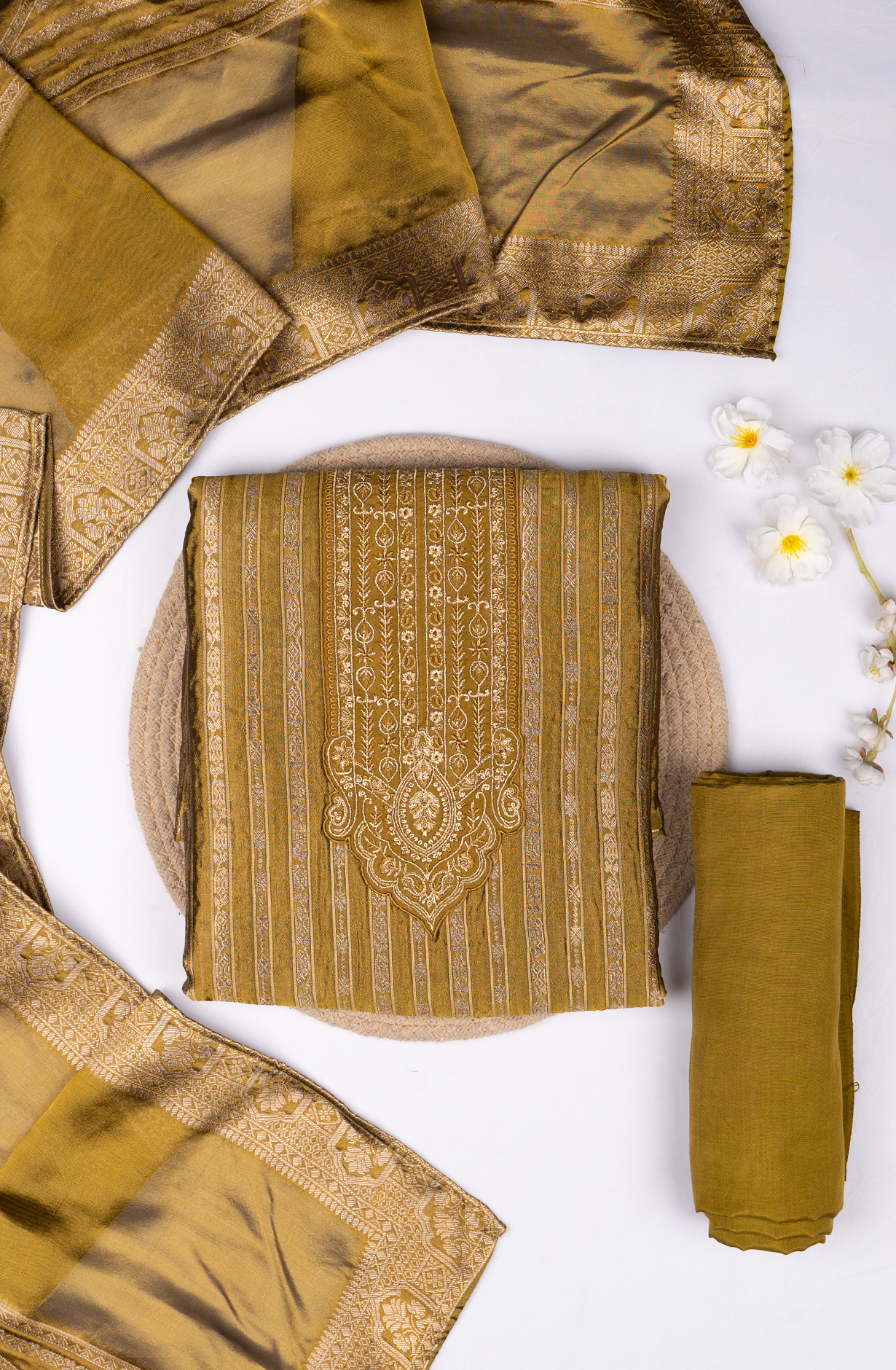 Mehndi Banarsi Beautiful Suit Set with Dupatta - 131-KE11028A