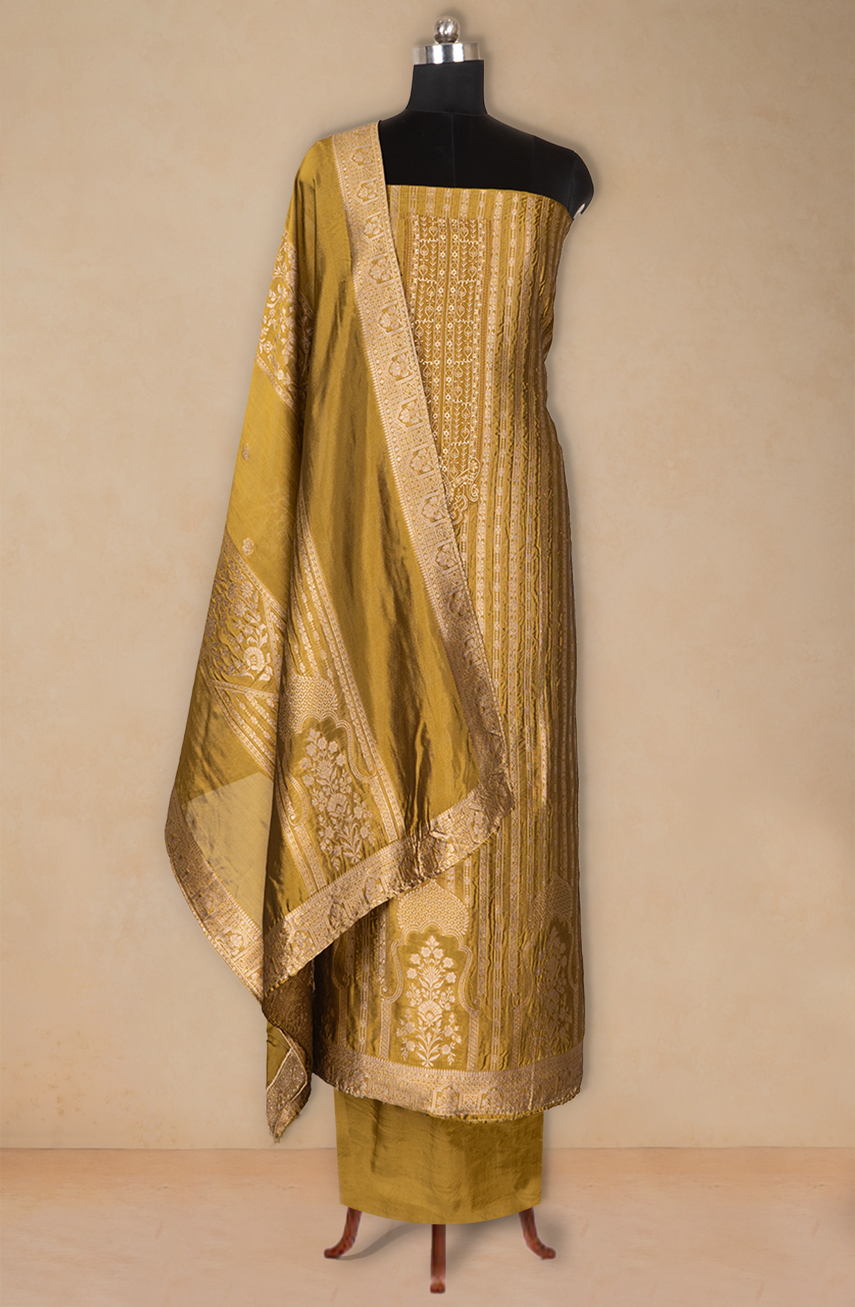 Mehndi Banarsi Beautiful Suit Set with Dupatta - 131-KE11028A