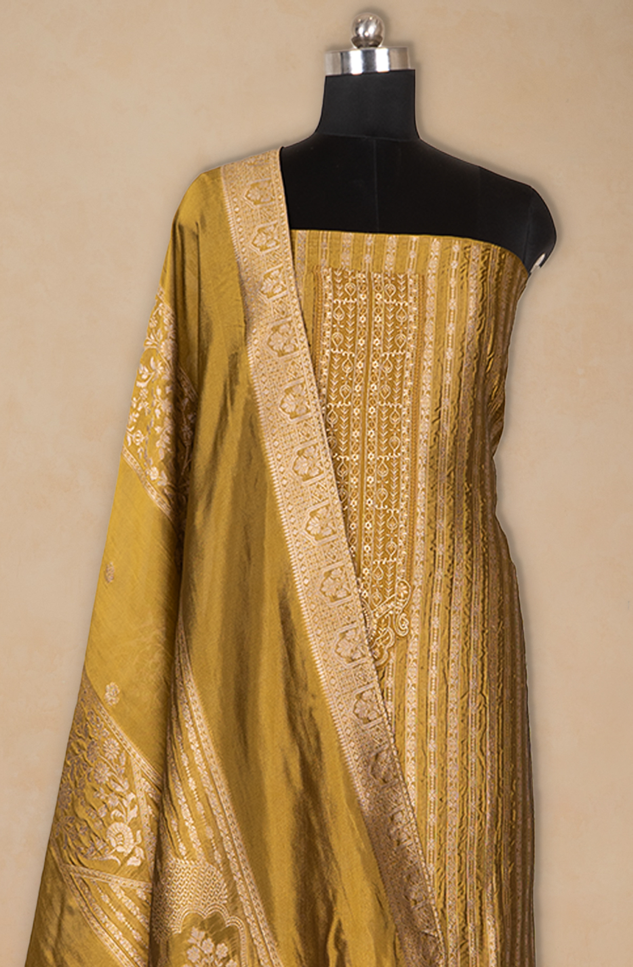 Mehndi Banarsi Beautiful Suit Set with Dupatta - 131-KE11028A