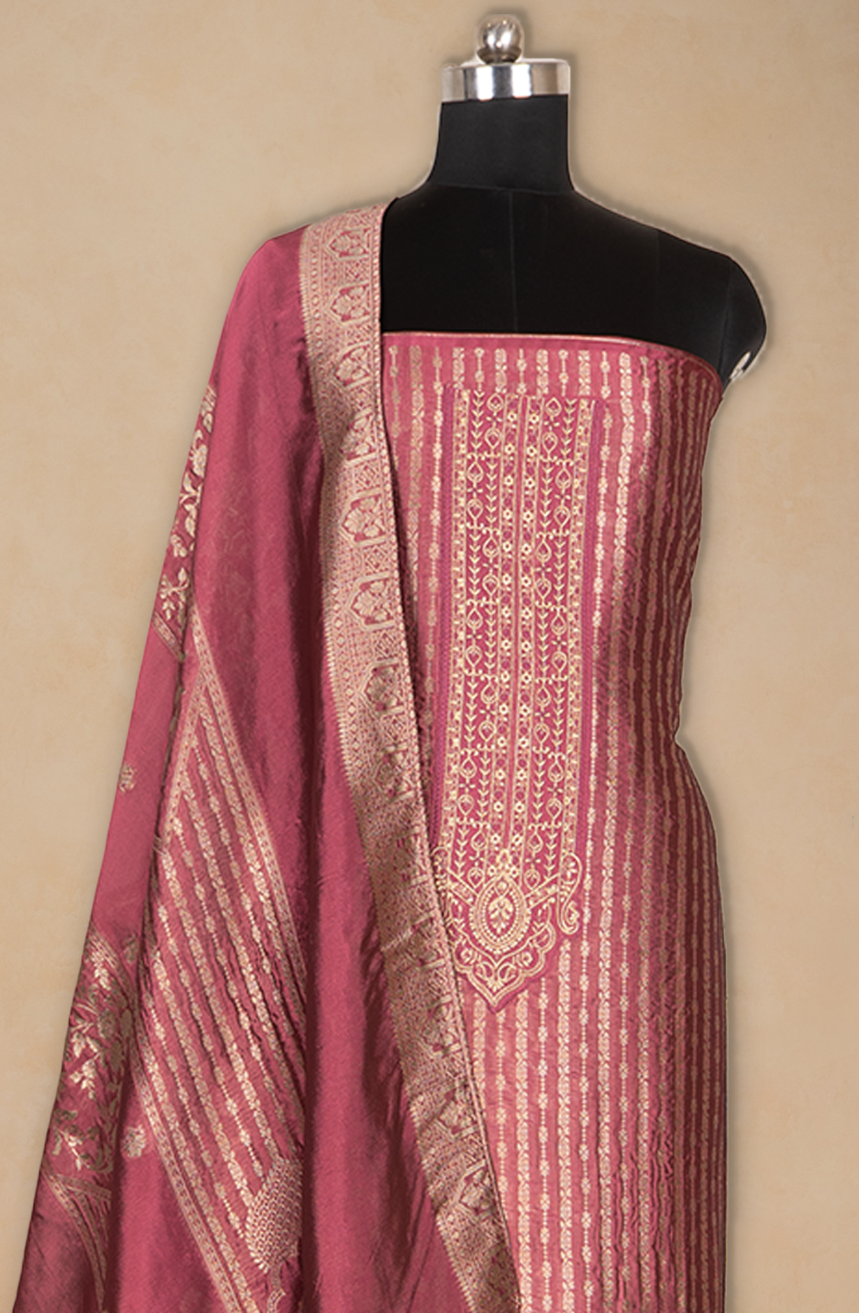 Magenta Banarsi Beautiful Suit Set with Dupatta - 131-KE11028C