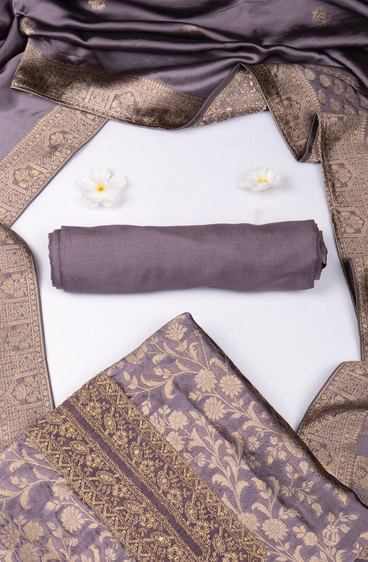 Purple Banarsi Brocket Suit Set with Dupatta - 131-KE11029B