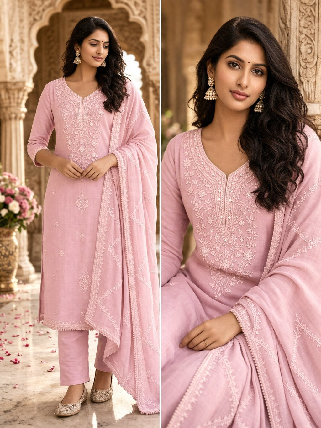 Pink Mul Cotton Beautiful Suit Set with Dupatta - 131-KE11637B