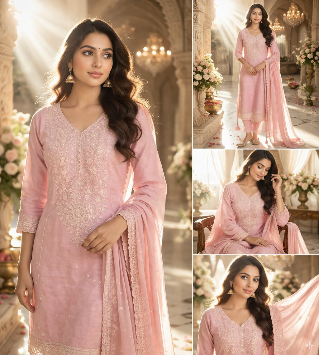 Pink Mul Cotton Beautiful Suit Set with Dupatta - 131-KE11637B