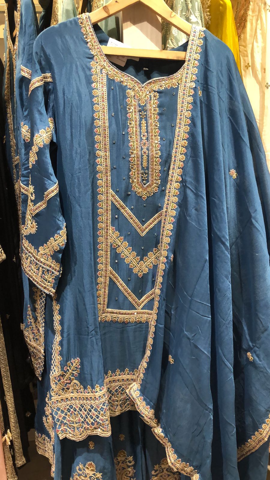 Pastel Blue Ready-to-Wear Crepe Palazzo Suit with Chinon Dupatta - 131-MT1174