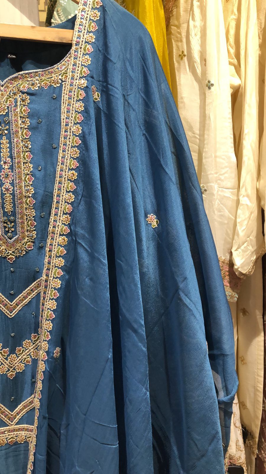 Pastel Blue Ready-to-Wear Crepe Palazzo Suit with Chinon Dupatta - 131-MT1174
