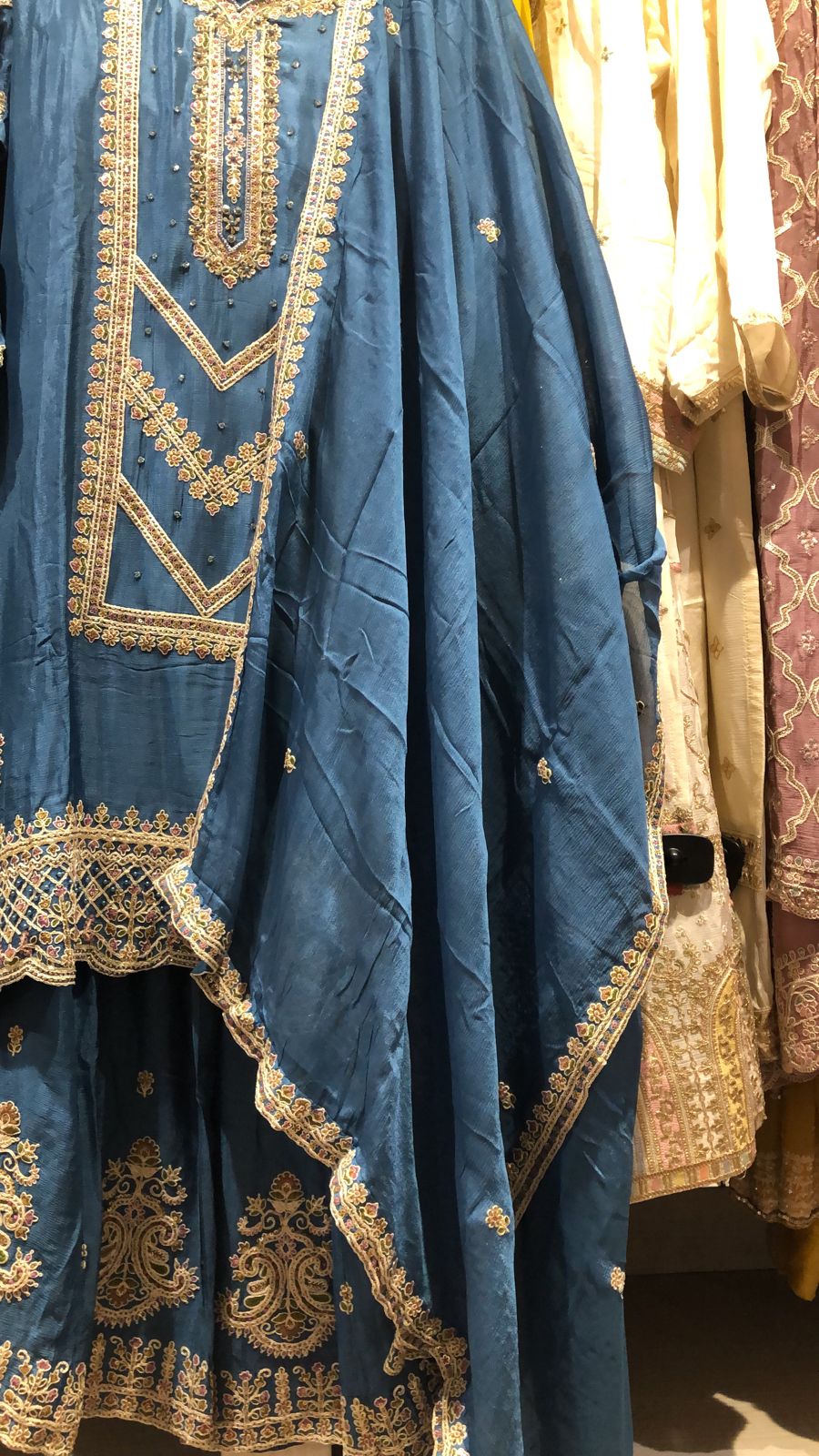 Pastel Blue Ready-to-Wear Crepe Palazzo Suit with Chinon Dupatta - 131-MT1174