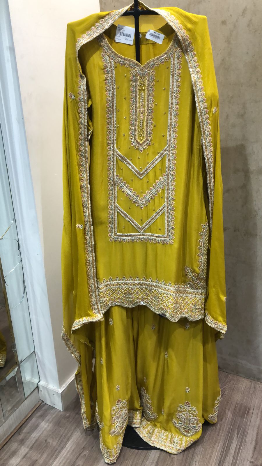 Mehndi Green Ready-to-Wear Crepe Palazzo Suit with Chinon Dupatta - 131-MT1174A