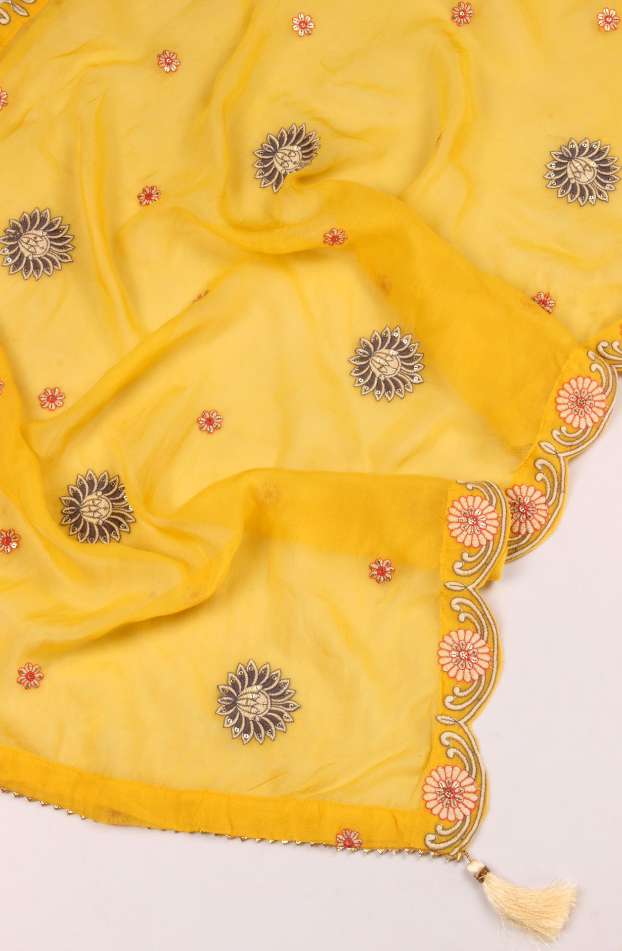 Yellow Organza Beautiful Semi Stitched Salwar Kameez with Dupatta - 131-MT8643