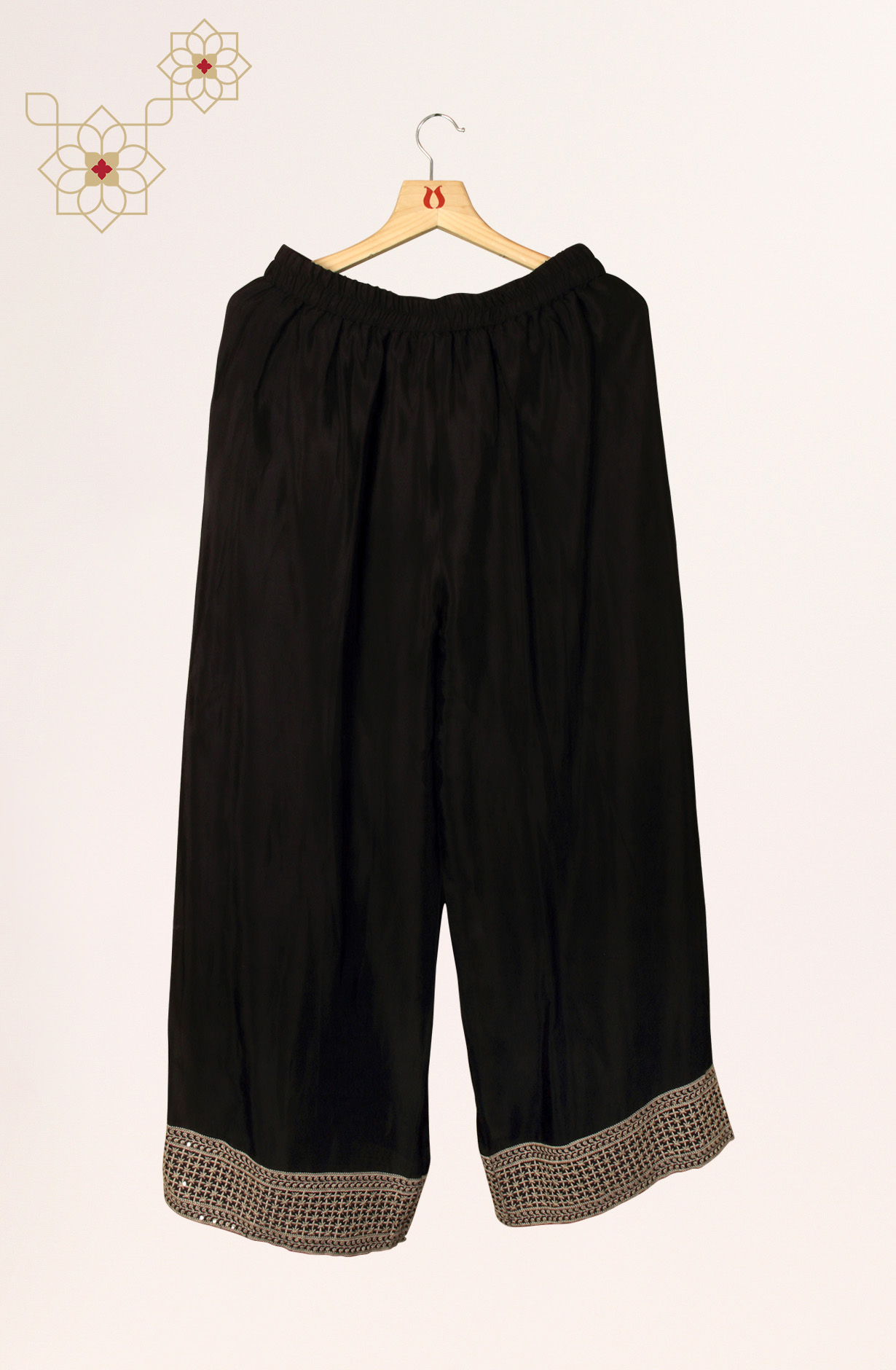 Black Crepe Designer Partywear Ready-to-Wear Palazzo Suit - 131-MT8709B