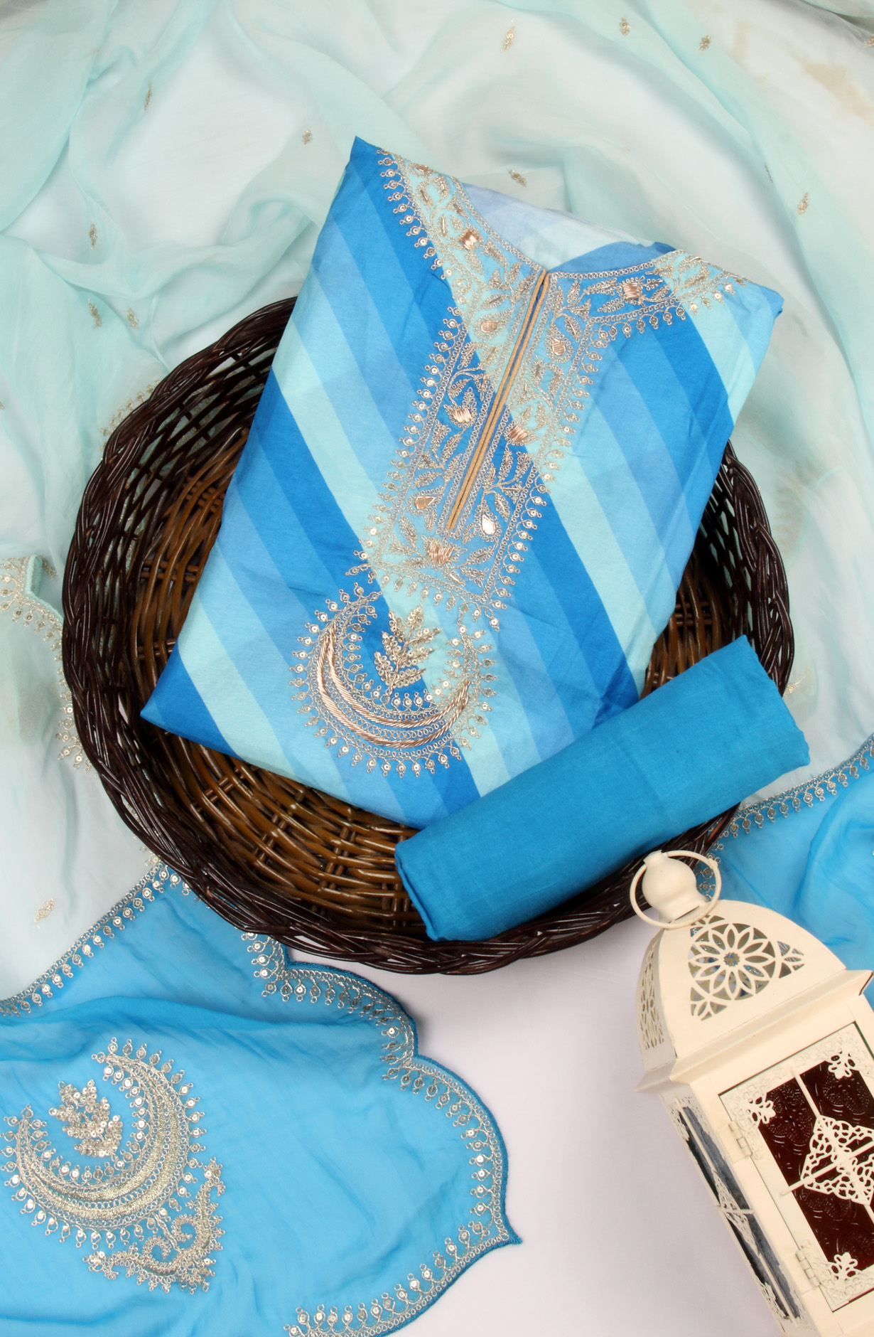 Multi-coloured Modal Digital Printed Salwar Kameez with Organza Dupatta - 131-MT9169