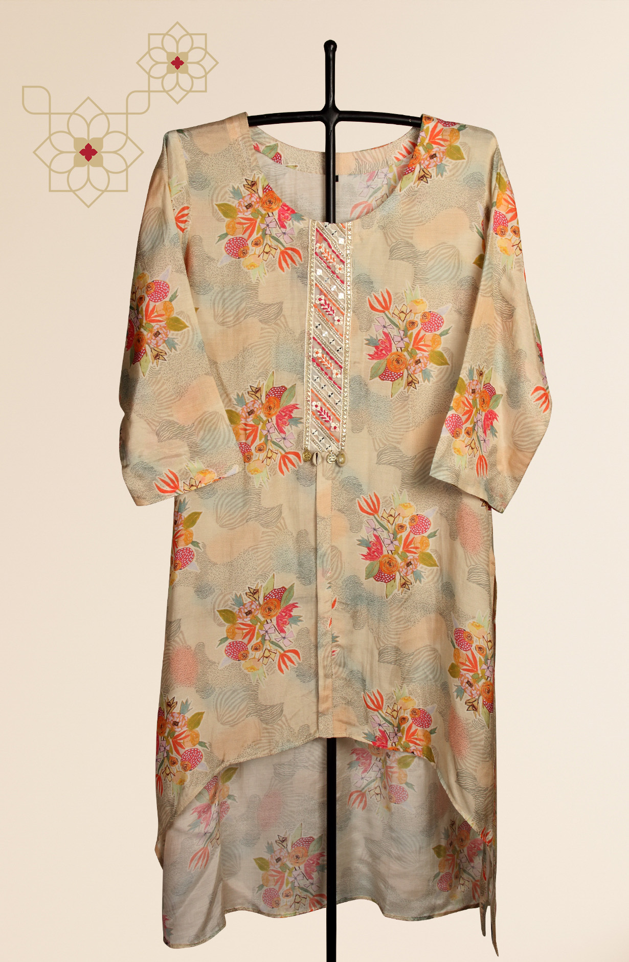 Multicolor Modal Printed Tunic with Pants Co-Ords - 131-MTKT1816