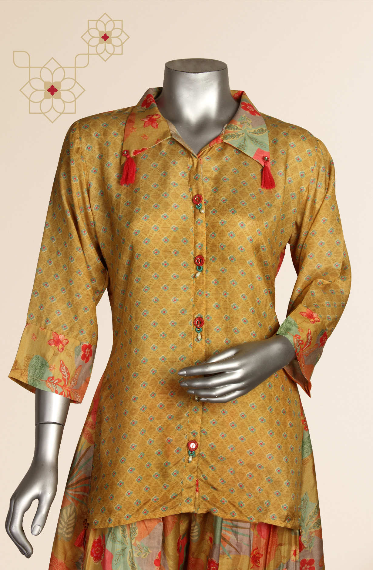 Multicolor Modal Printed Tunic with Dhoto Style Pants Co-Ords - 131-MTKT1853
