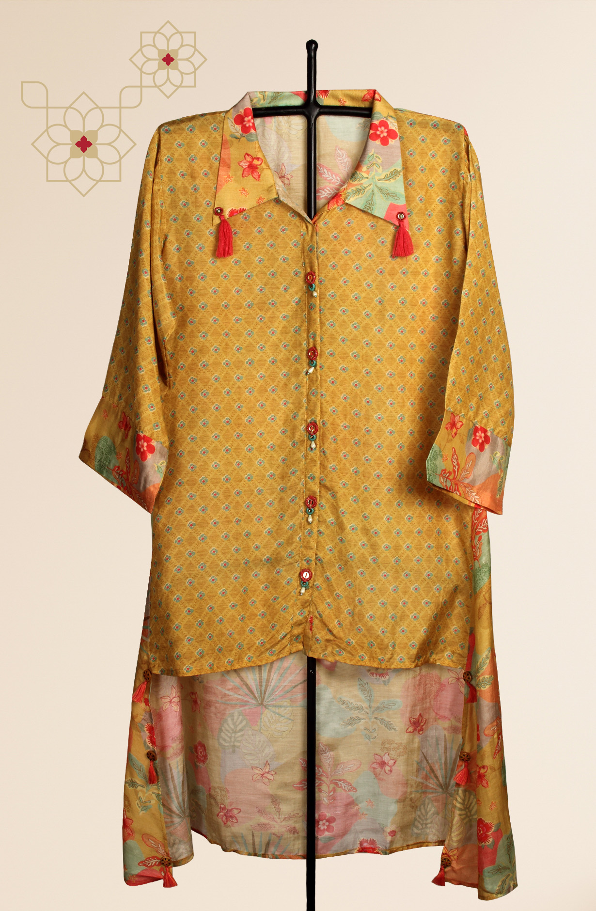 Multicolor Modal Printed Tunic with Dhoto Style Pants Co-Ords - 131-MTKT1853