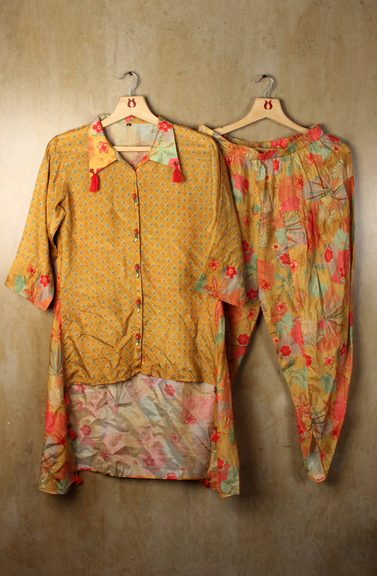 Multicolor Modal Printed Tunic with Dhoto Style Pants Co-Ords - 131-MTKT1853