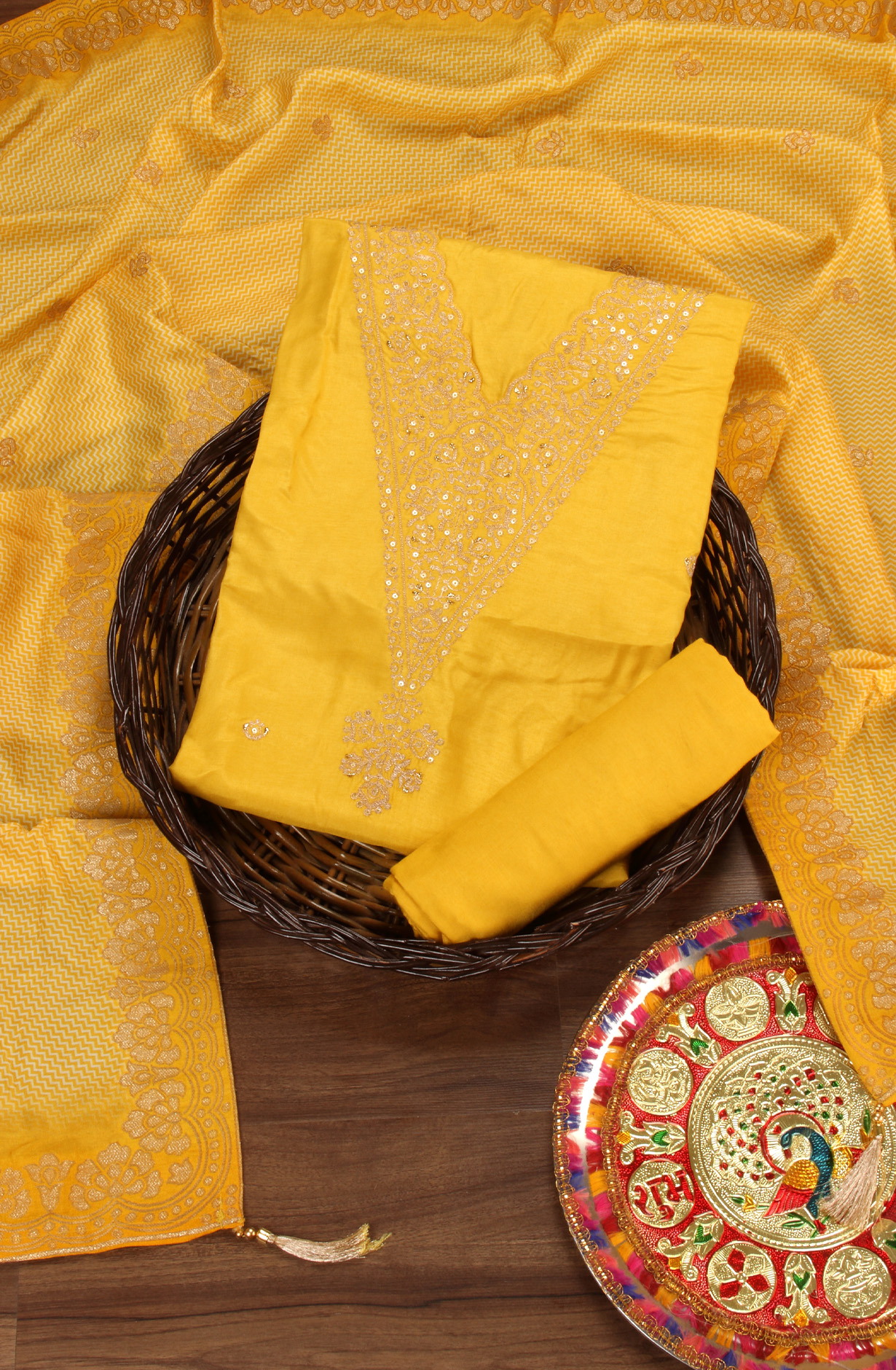 Yellow Beautiful Silk Salwar Kameez with Dupatta - 131-NAR2535A