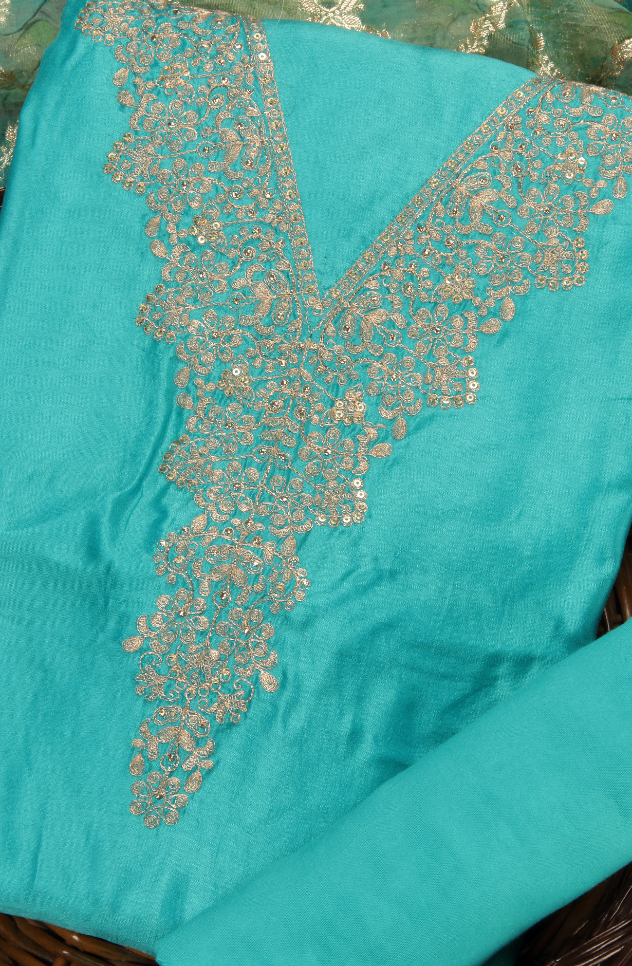 Firozi Beautiful Silk Salwar Kameez with Trendy Dupatta - 131-NAR2707