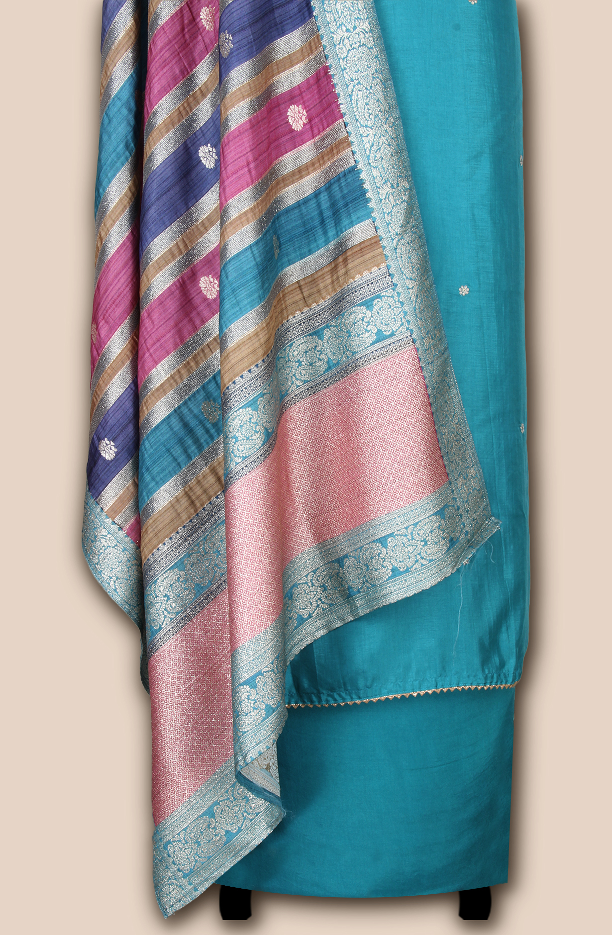 Firozi Silk Festive Salwar Kameez with Banarasi Silk Dupatta - 131-NAR2708