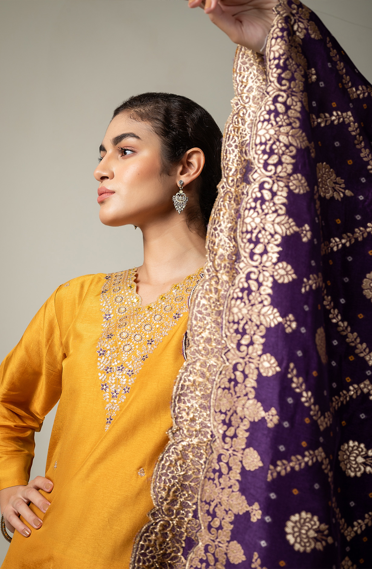 Mustard Yellow Silk Unstitched Partywear Designer Salwar Kameez - 131-NAR2723