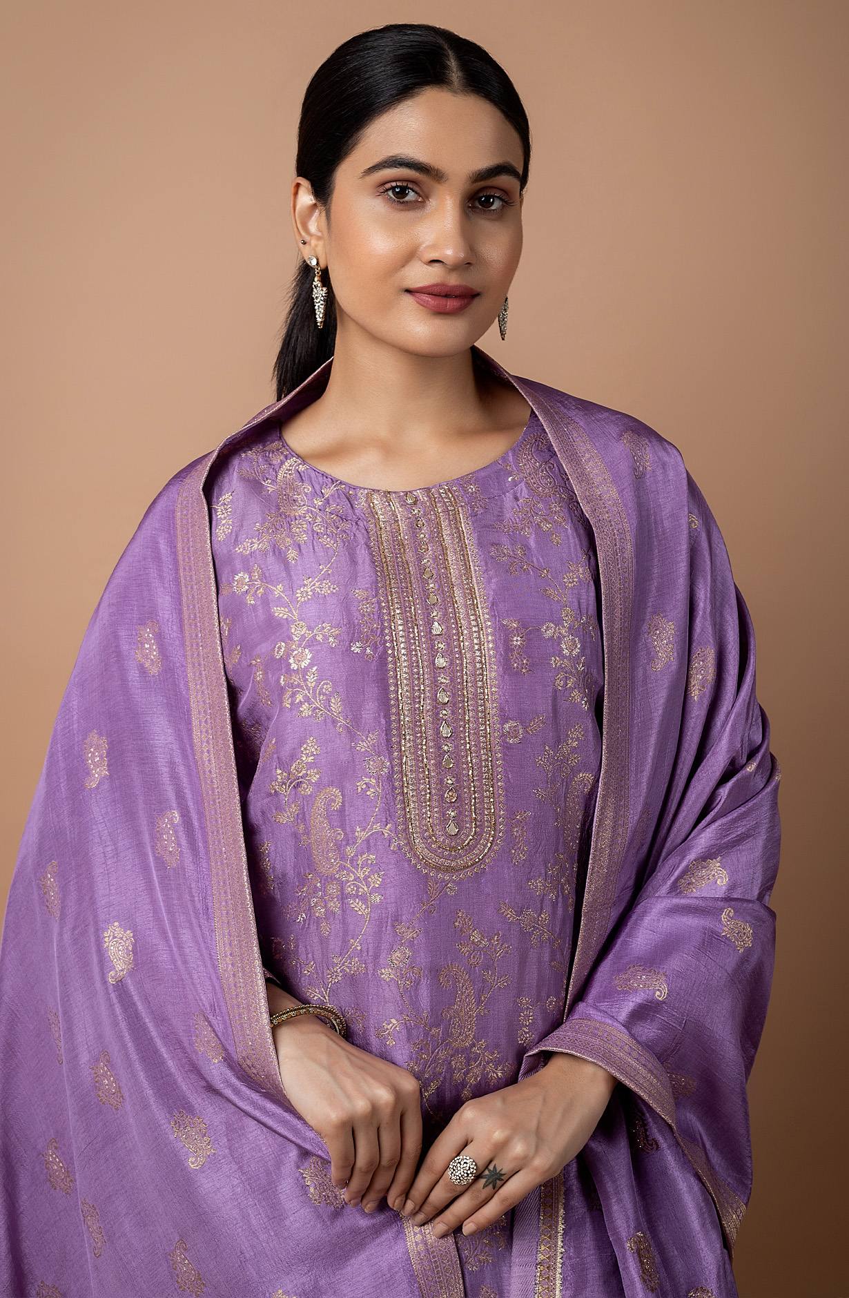 Purple Silk Unstitched Partywear Designer Salwar Kameez - 131-NAR2748