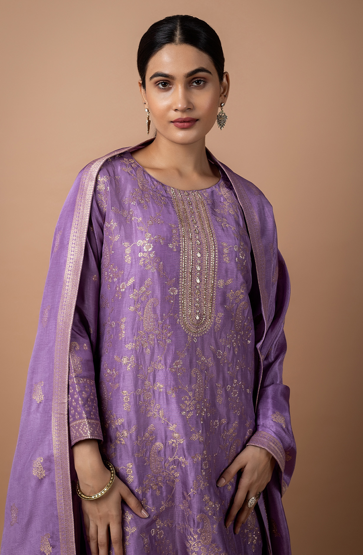 Purple Silk Unstitched Partywear Designer Salwar Kameez - 131-NAR2748