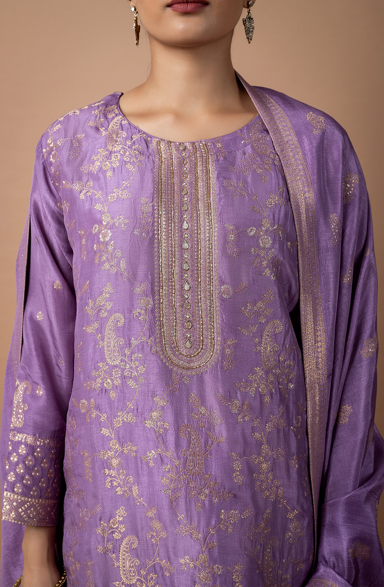 Purple Silk Unstitched Partywear Designer Salwar Kameez - 131-NAR2748