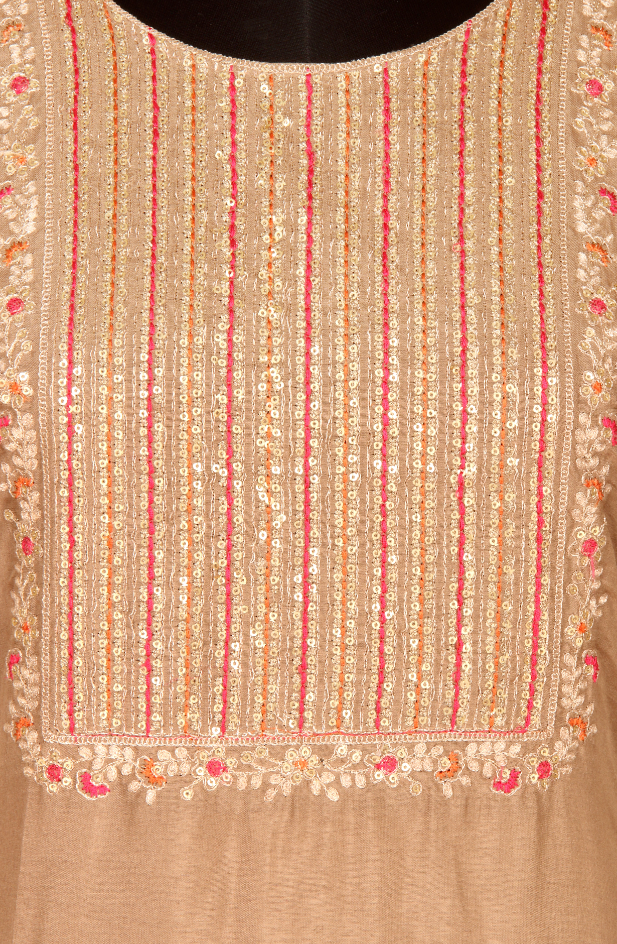 Beige Silk Unstitched Partywear Designer Salwar Kameez - 131-NAR2751