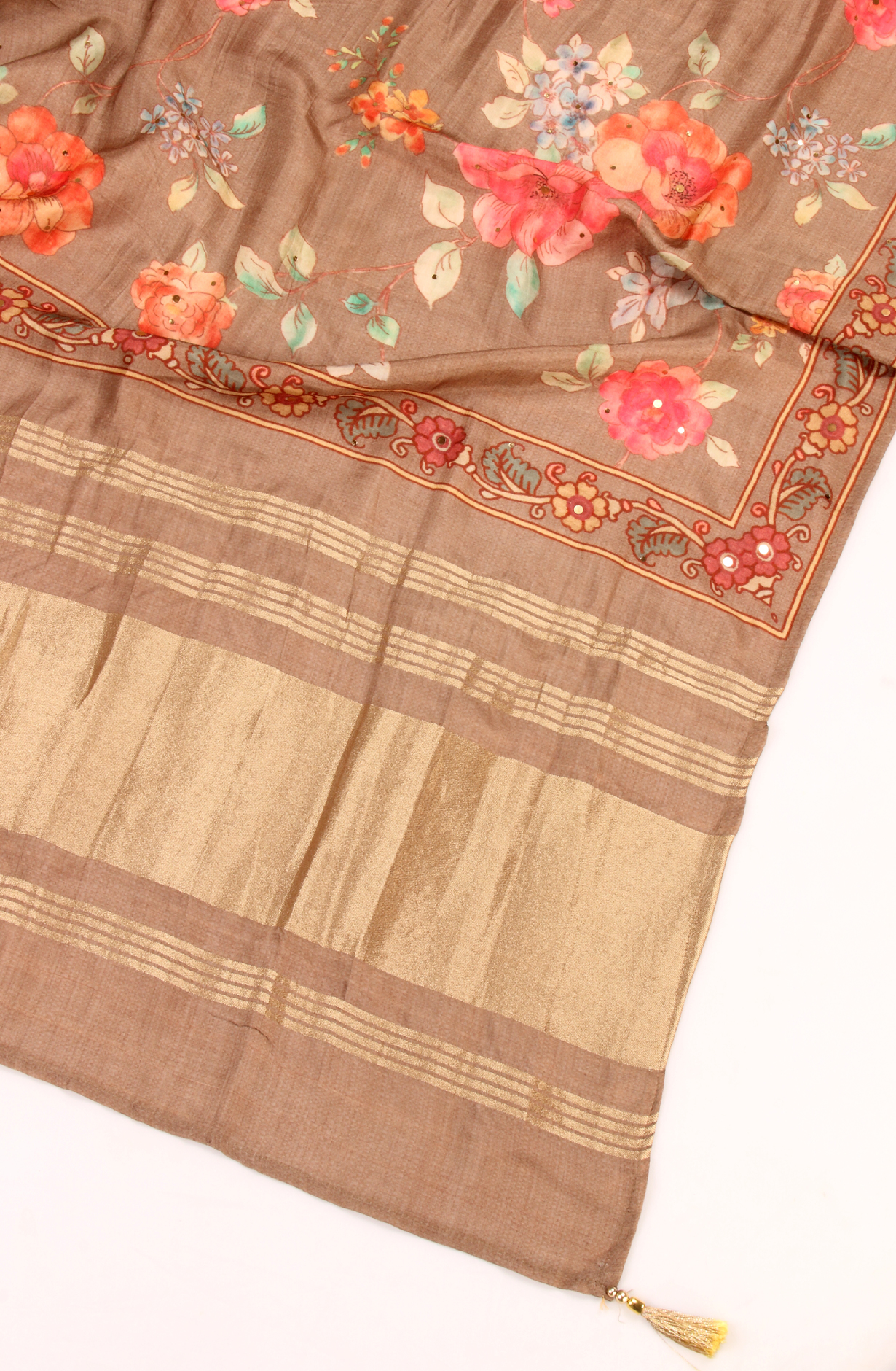 Beige Silk Unstitched Partywear Designer Salwar Kameez - 131-NAR2751