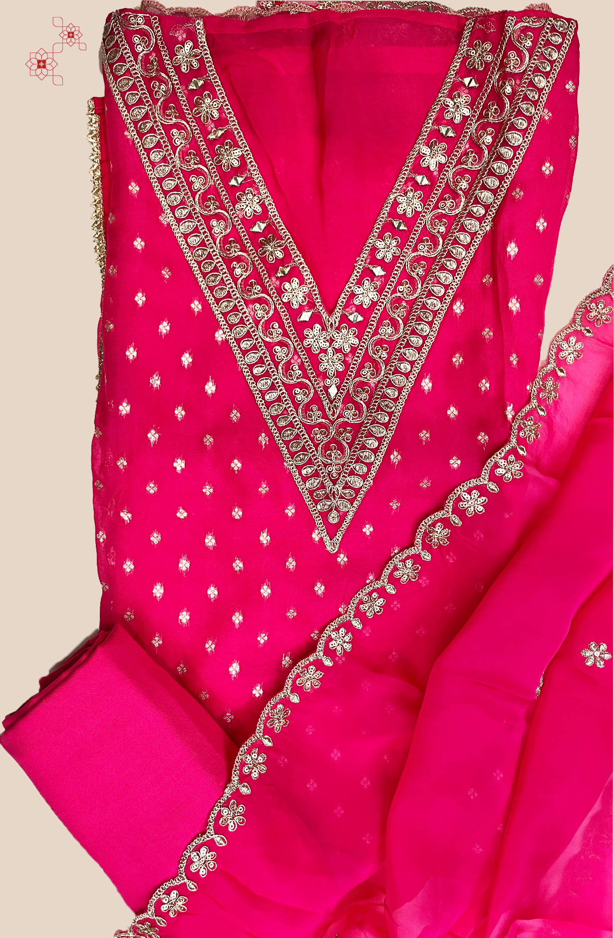 Beautiful Rani Pink Organza Festive Salwar Kameez with Dupatta - 131-NF6838