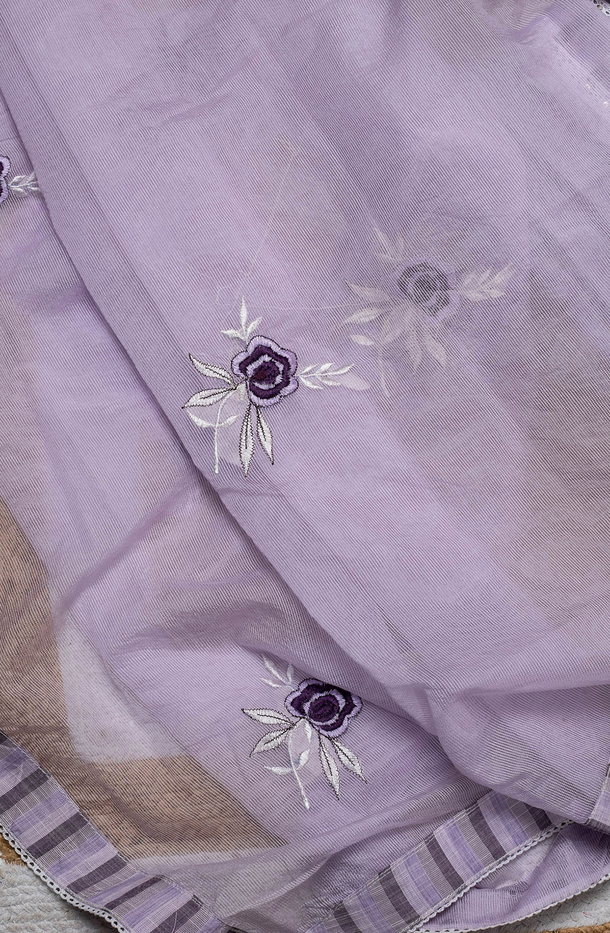 Lavender Cotton Lace Work Salwar Suit with Kota Dupatta - 131-NV3660