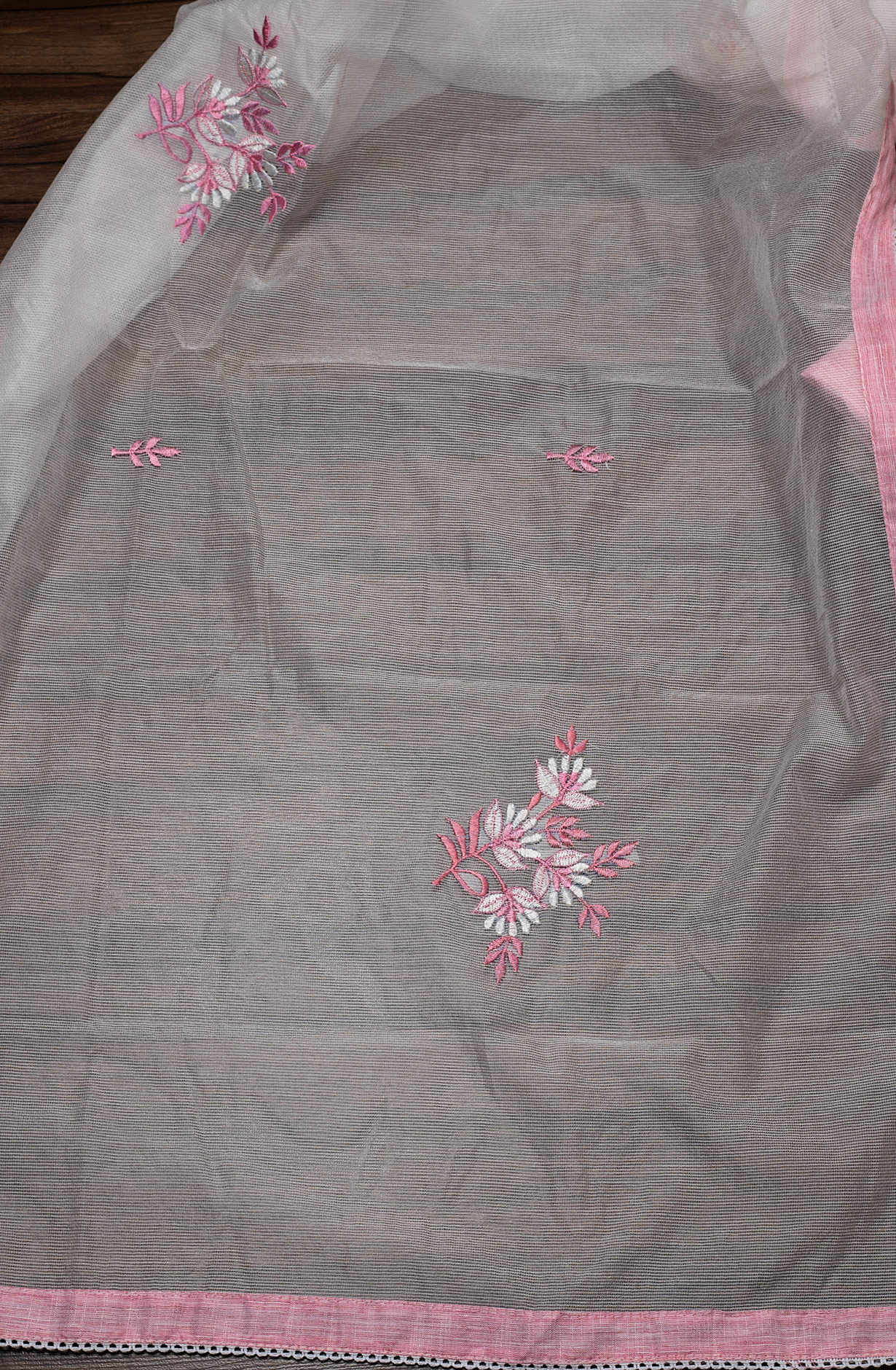 Pink Cotton Lace Work Salwar Suit with Kota Dupatta - 131-NV3890