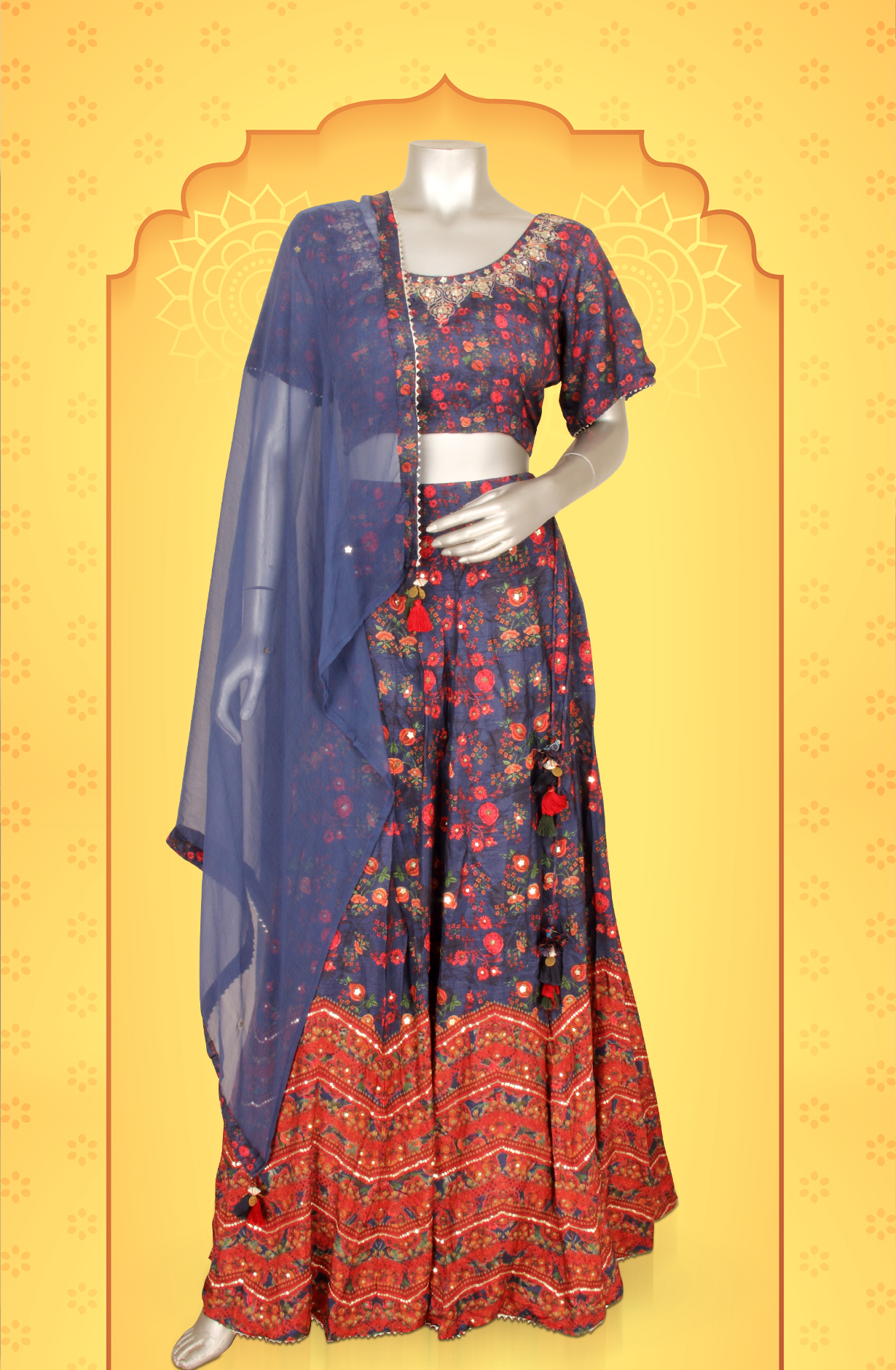 Blue Designer Silk Readymade Lehenga - 131-PD20