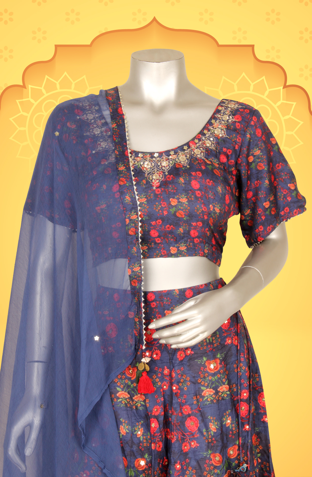 Blue Designer Silk Readymade Lehenga - 131-PD20