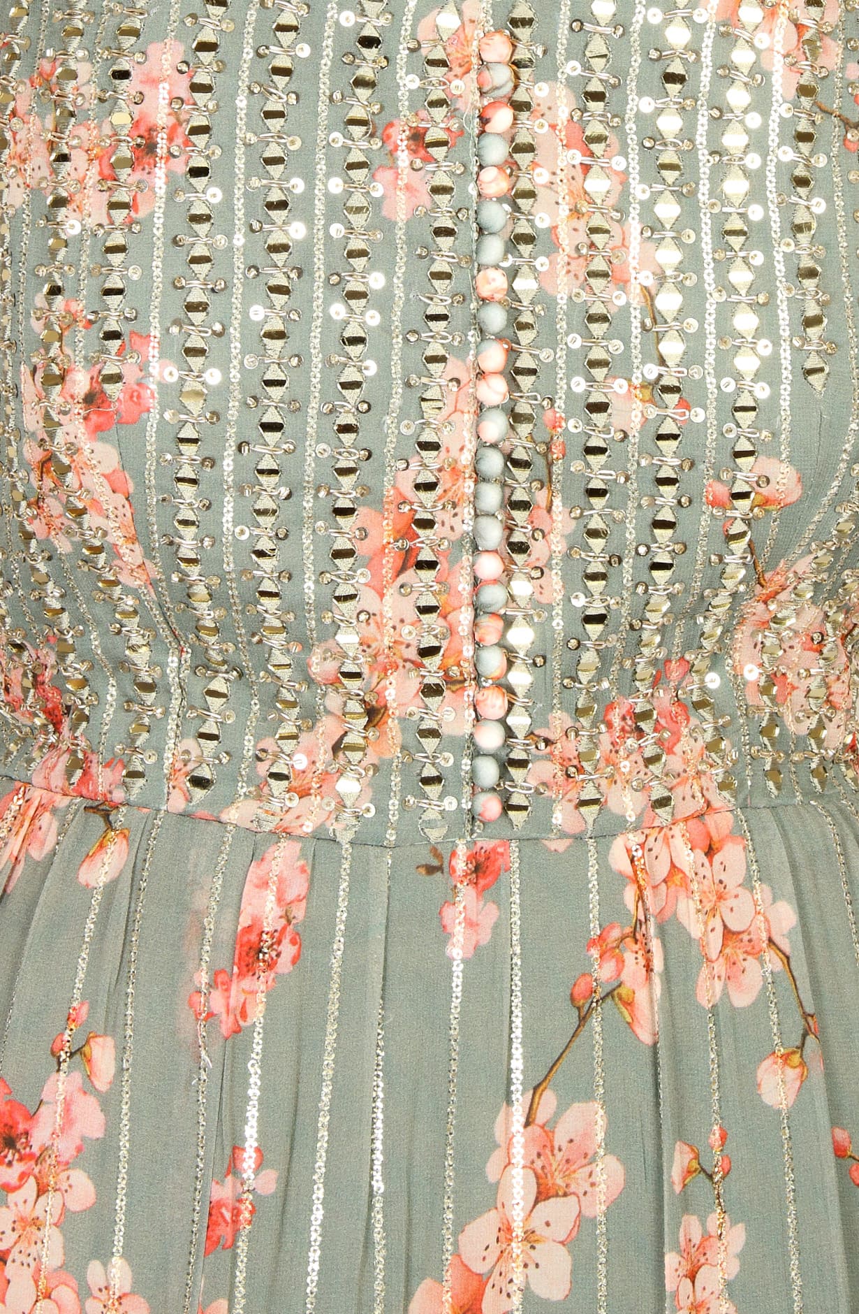 Olive Green Designer Readymade Georgette Gown with Net Dupatta - 131-RCG0902