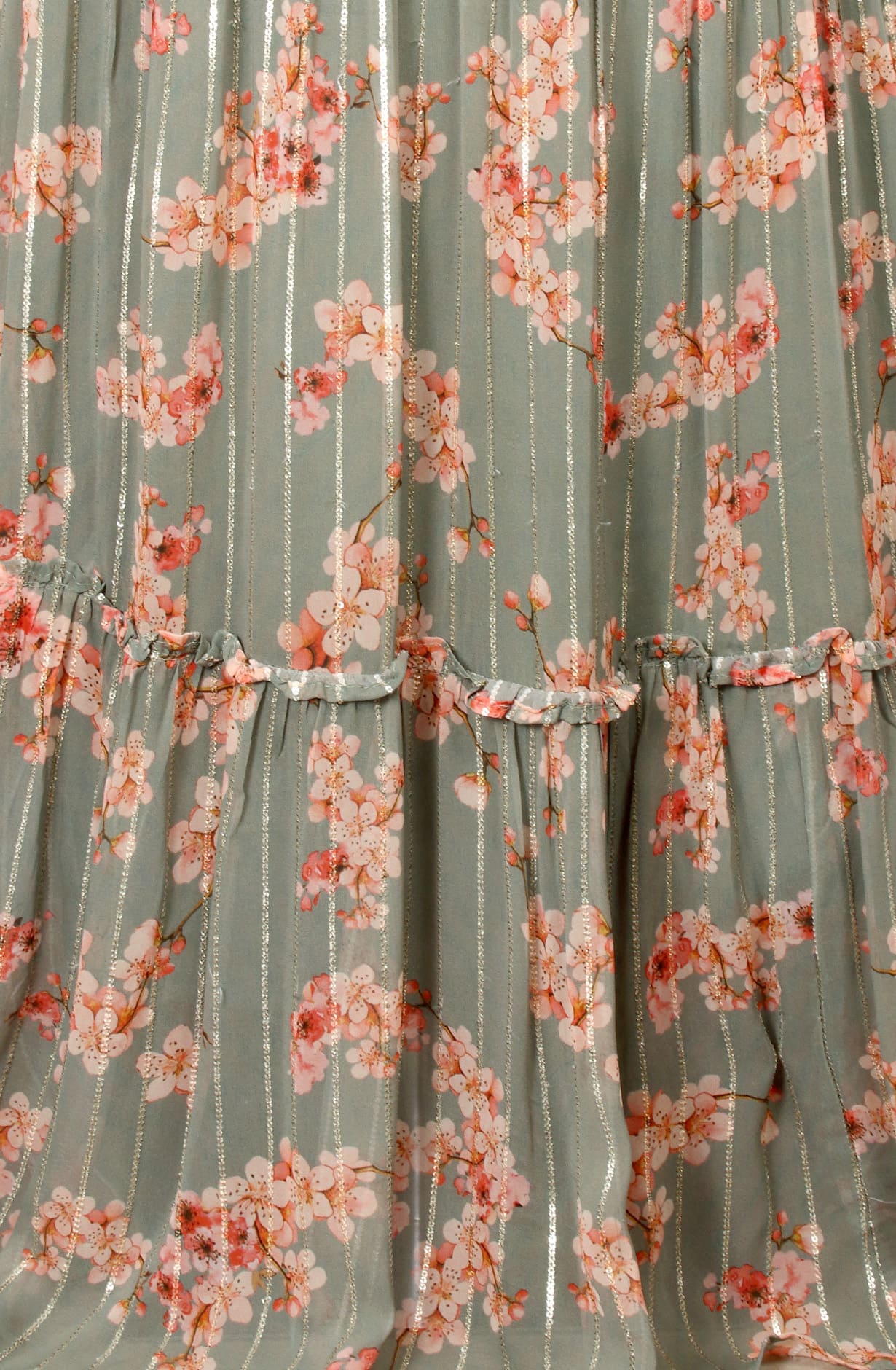 Olive Green Designer Readymade Georgette Gown with Net Dupatta - 131-RCG0902