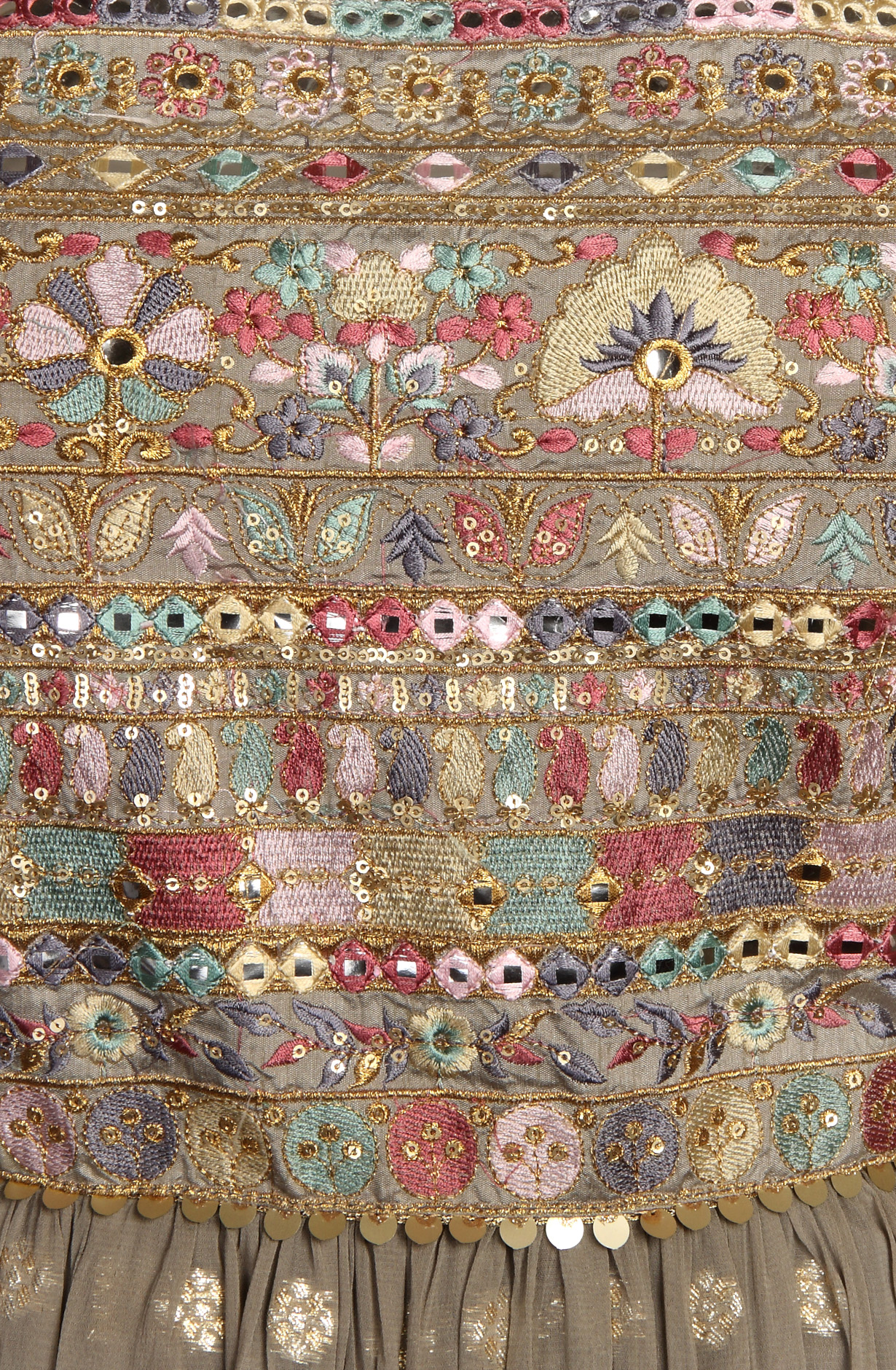 Beige Designer Readymade Georgette Gown with Net Dupatta - 131-RCGB1272