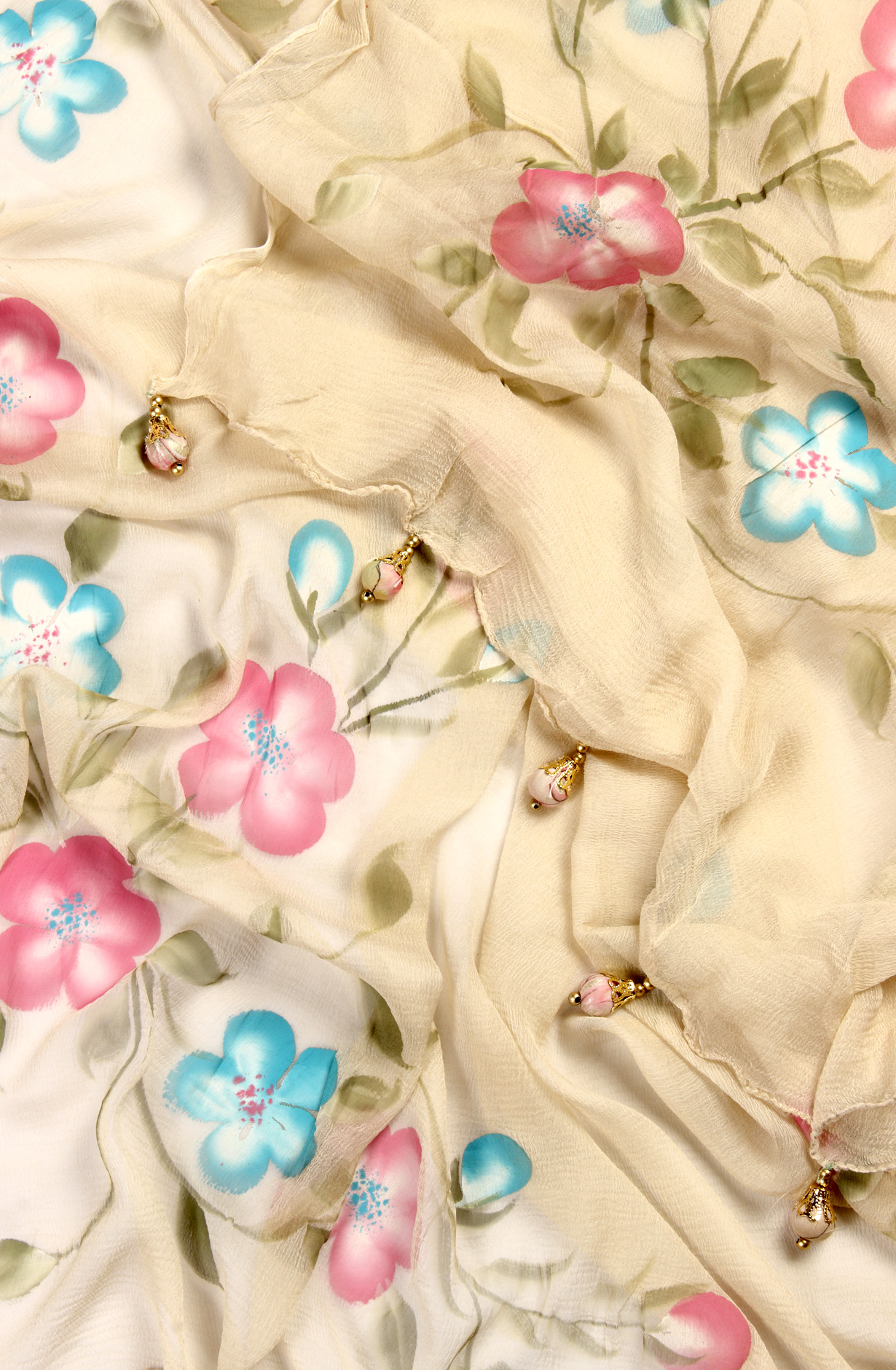 Multi-coloured Cotton Suit-set with Beautiful Chiffon Dupatta - 131-SAF2355