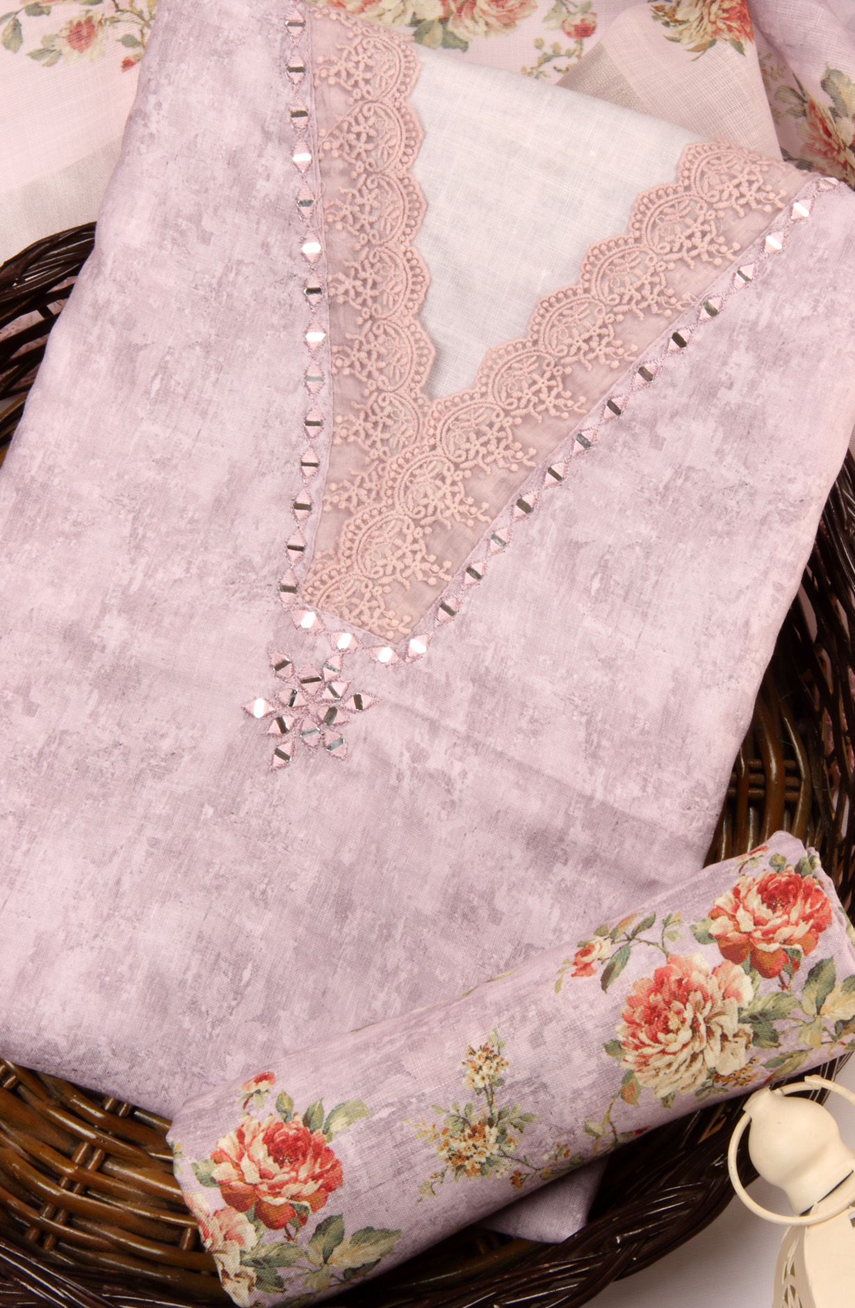 Mauve Linen Beautiful Salwar Kameez with Dupatta - 131-SD2163