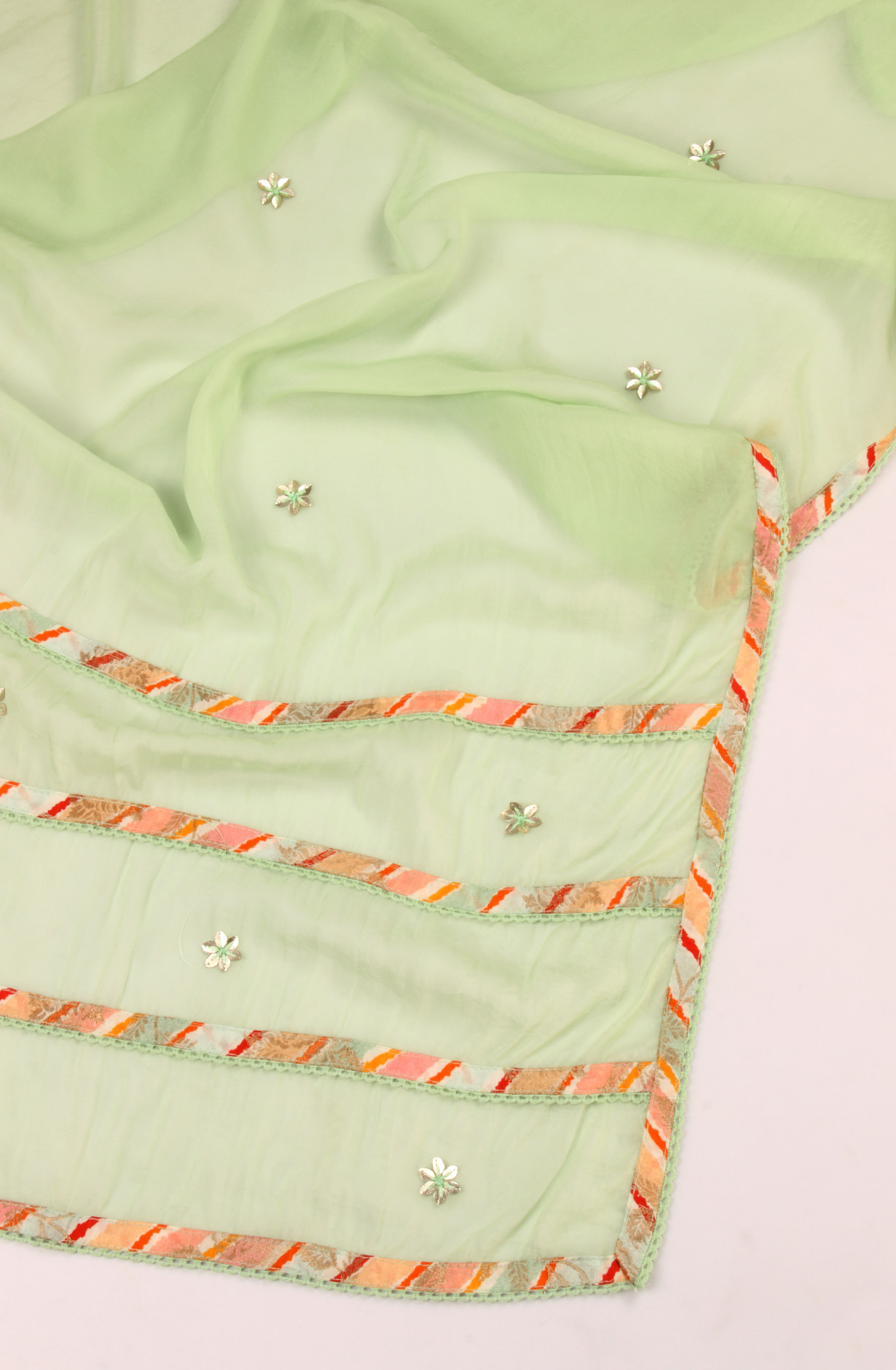 Sea Green Chanderi Unstitched Salwar Kameez with Organza Dupatta - 131-SD9836A