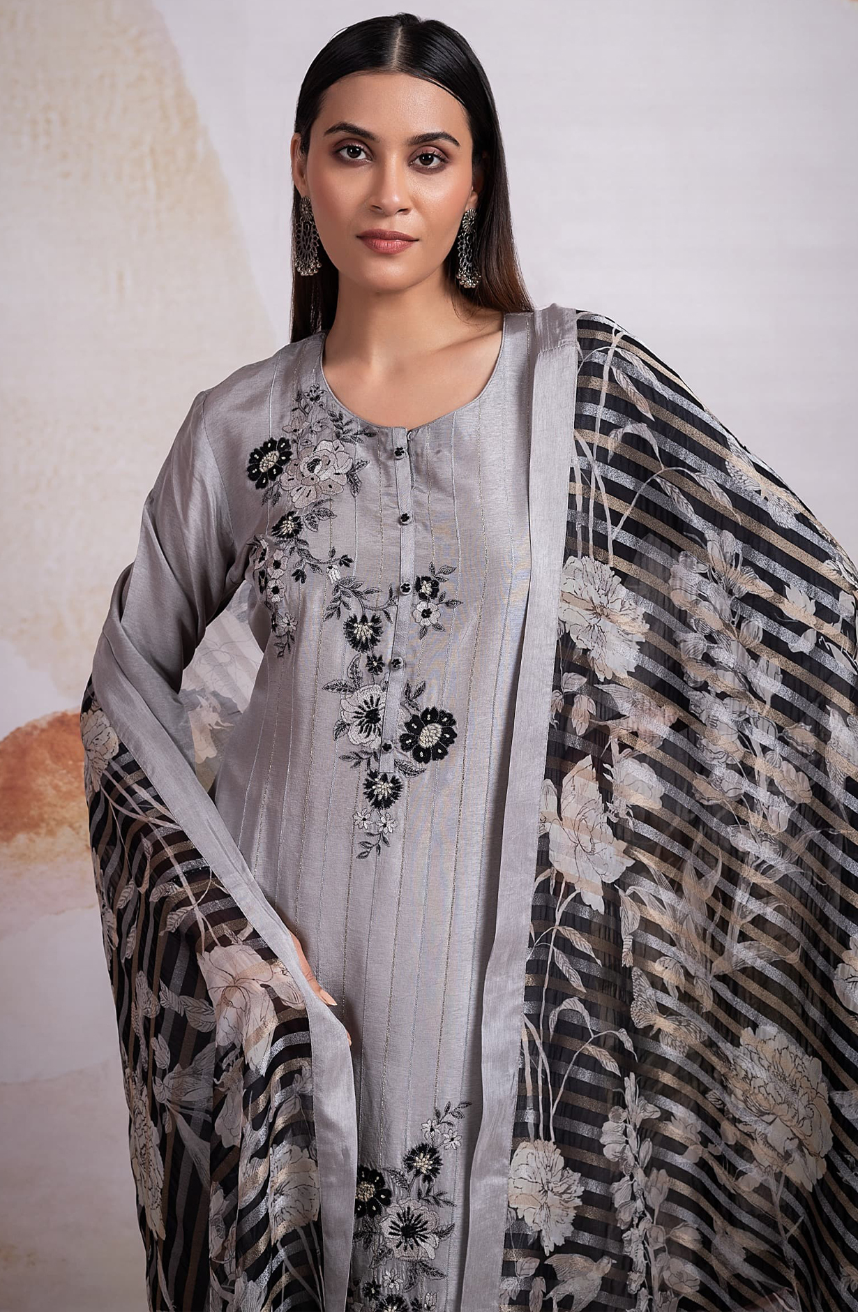 Silk Jacquard Suit with Beautiful Organza Dupatta - R157-SPR2141