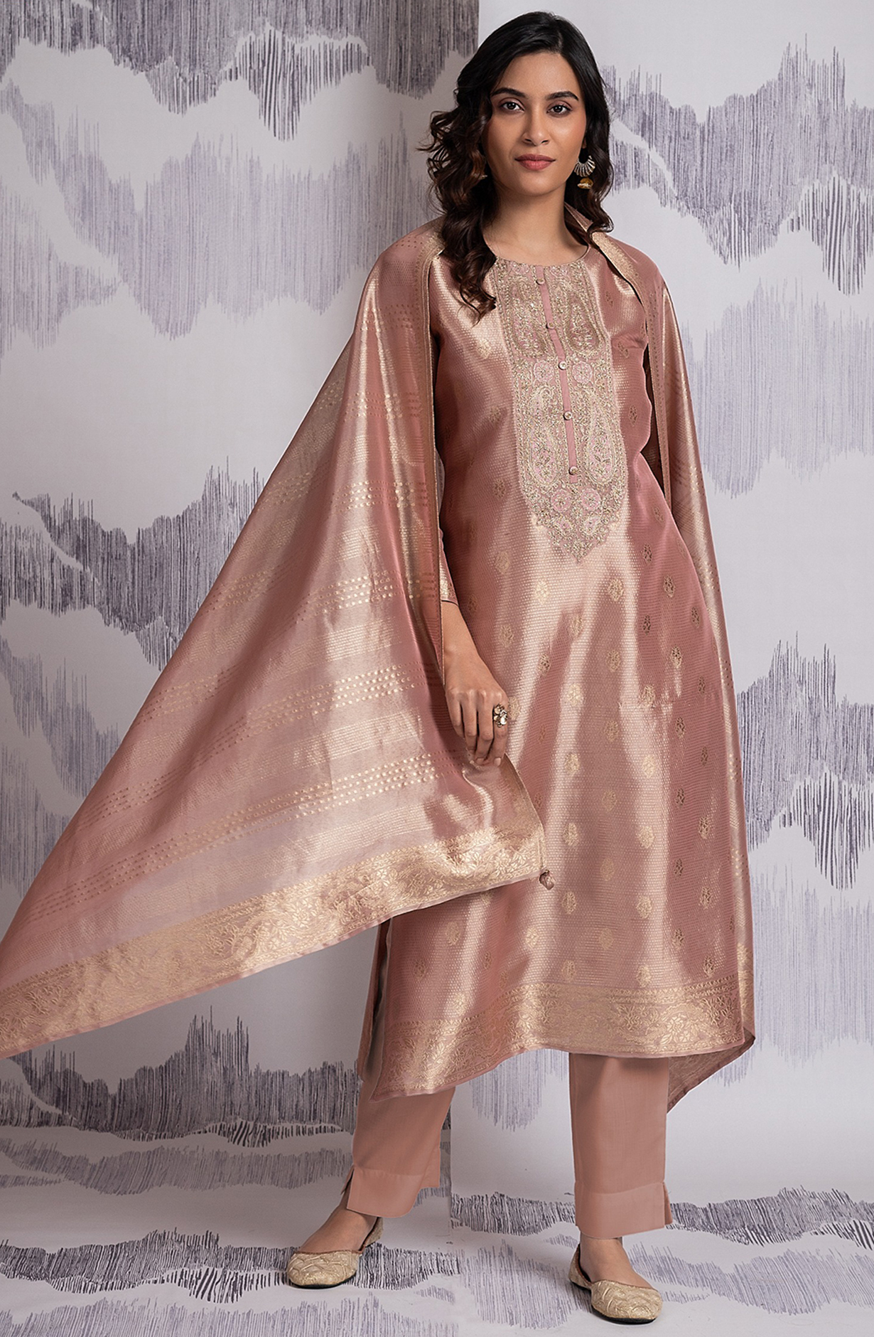 Silk Tissue Jacquard Suit with Beautiful Dupatta - R157-SPR2146B