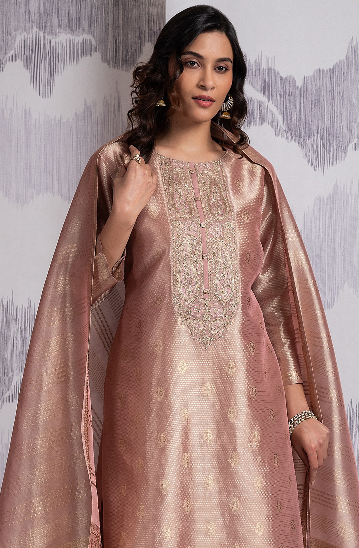 Silk Tissue Jacquard Suit with Beautiful Dupatta - R157-SPR2146B