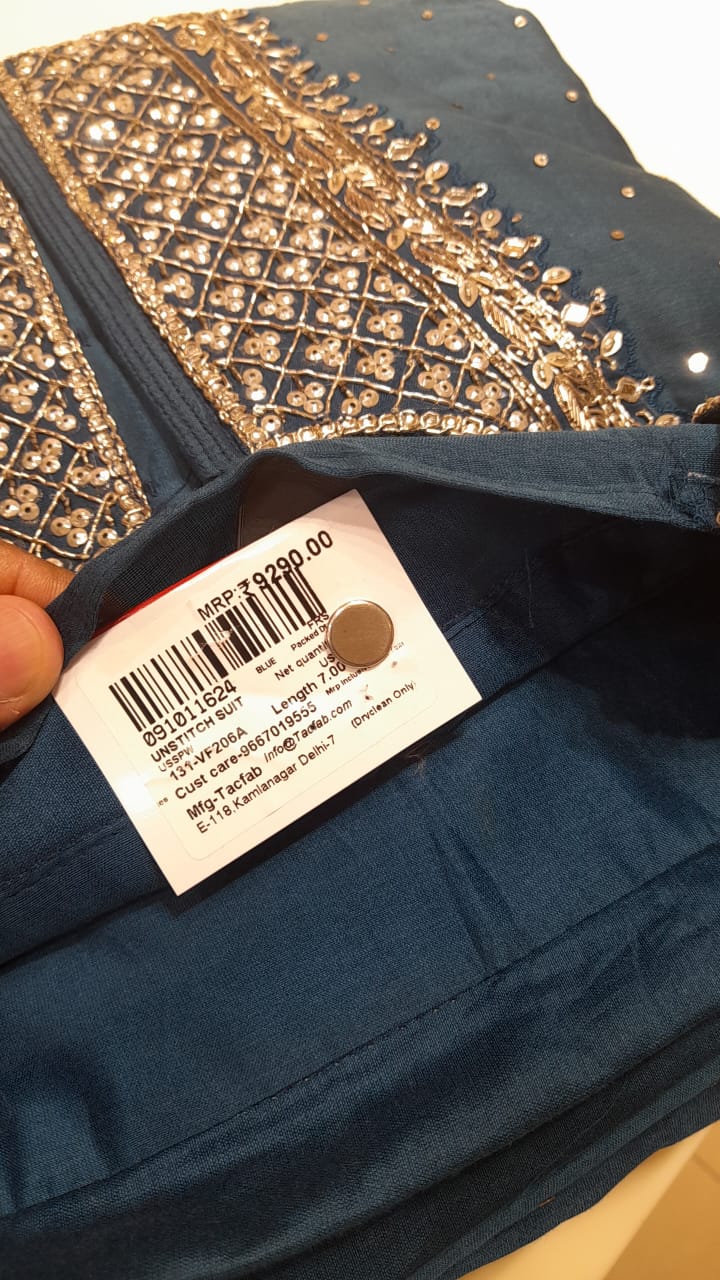 Teal Chanderi Silk Designer Partywear Salwar Suit - 131-VF206A